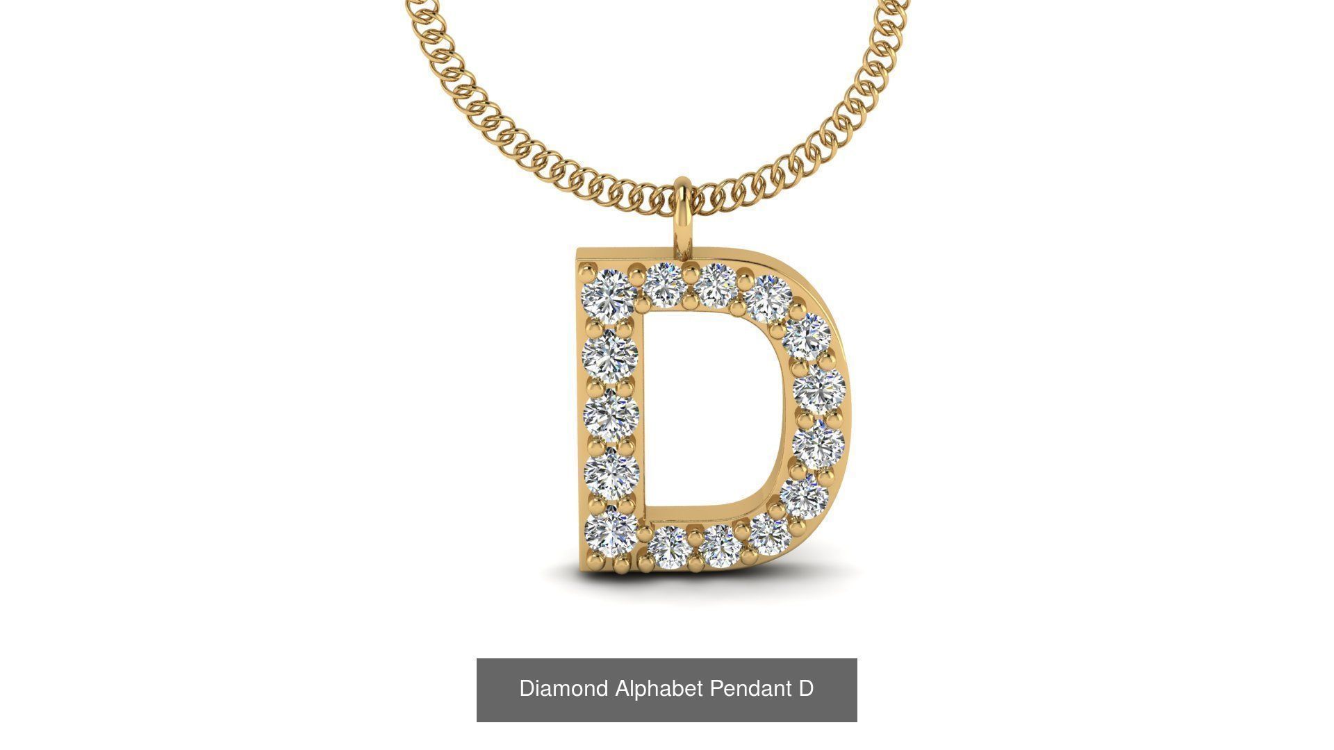 Diamond Alphabet Pendant 3D Model Collection_7