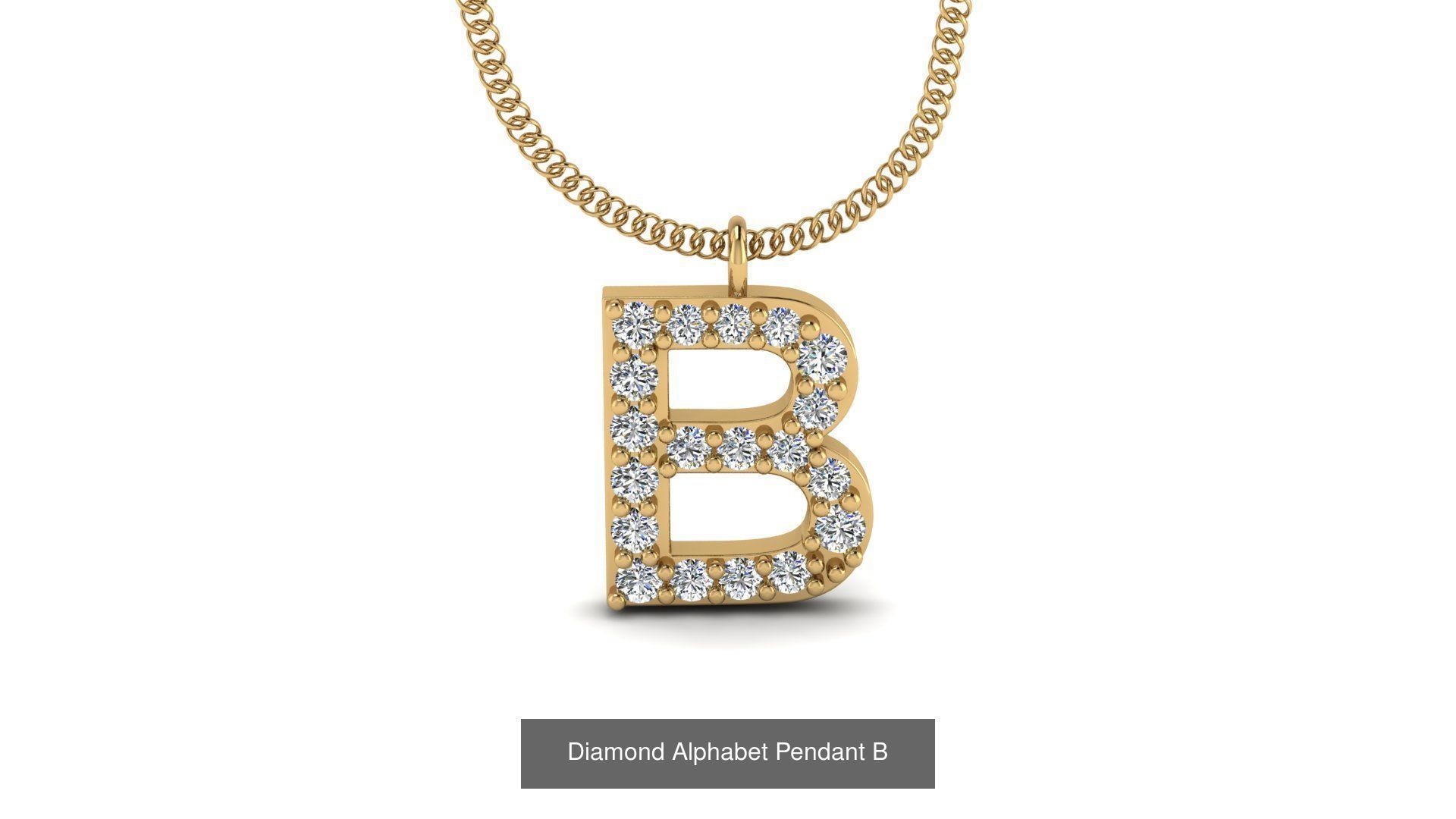 Diamond Alphabet Pendant 3D Model Collection_5