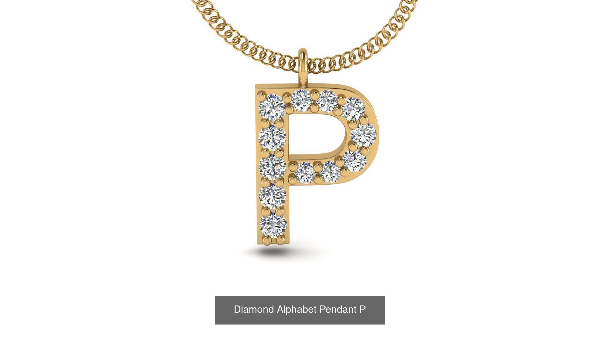 Diamond Alphabet Pendant 3D Model Collection_19
