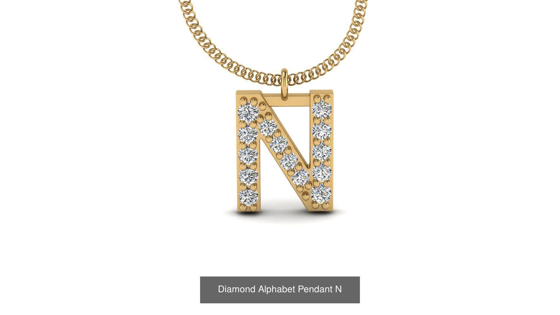 Diamond Alphabet Pendant 3D Model Collection_17