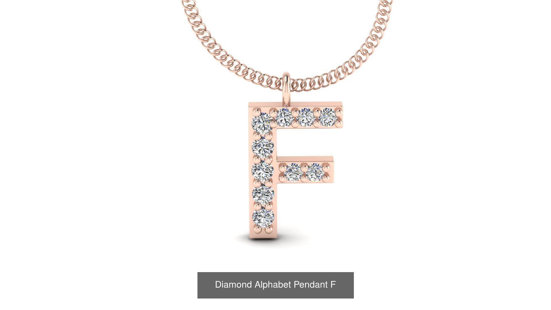 Diamond Alphabet Pendant 3D Model Collection_9