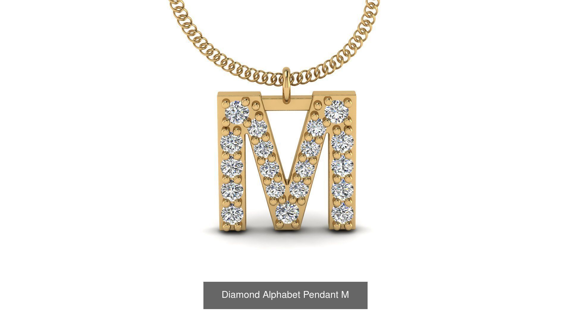 Diamond Alphabet Pendant 3D Model Collection_16