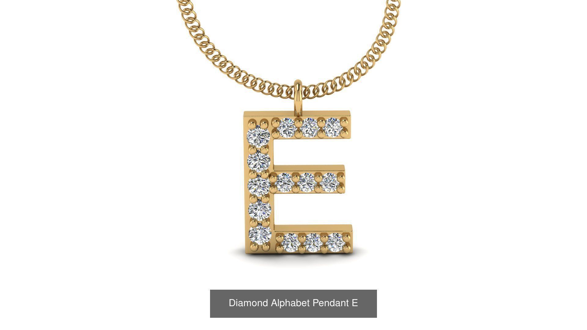 Diamond Alphabet Pendant 3D Model Collection_8