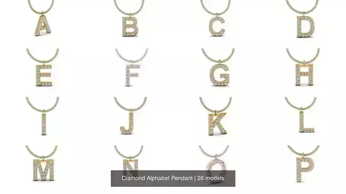 Diamond Alphabet Pendant 3D Model Collection