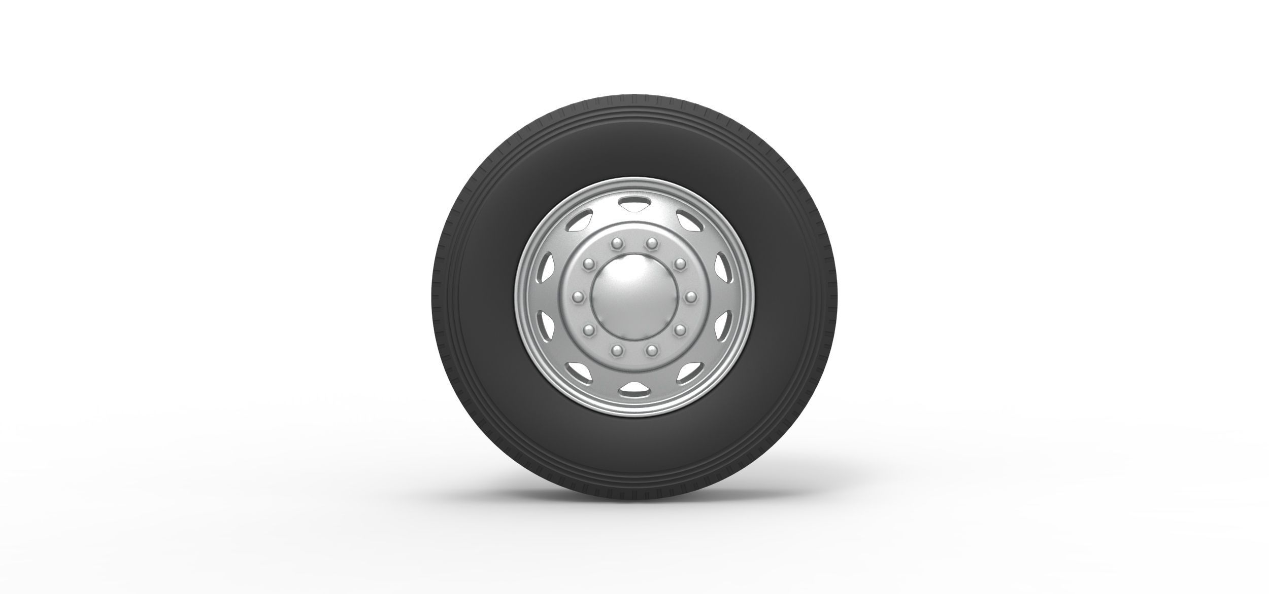 10 Triangular Hole Front wheel of semi truck Scale 1 to 25 3D print model_4