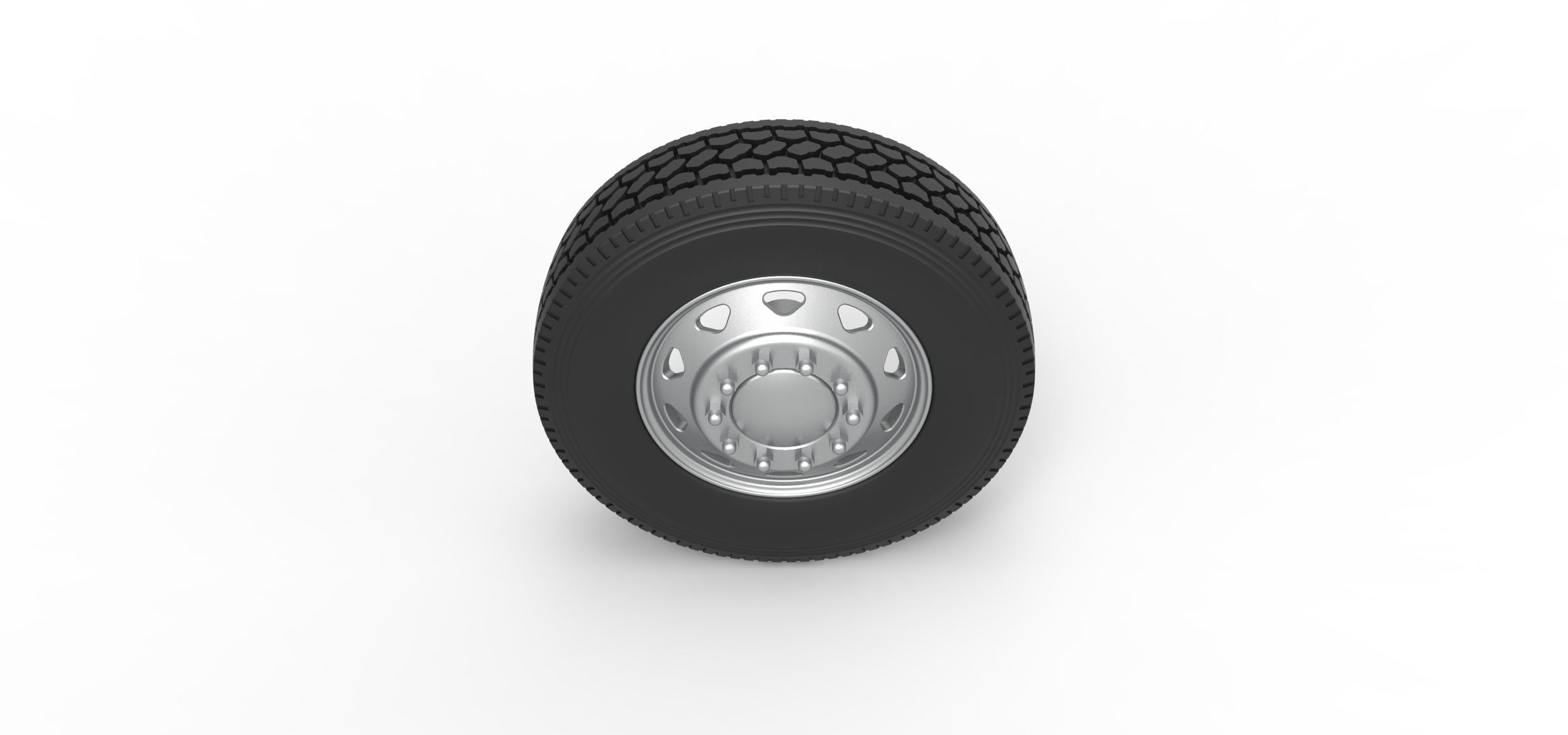 10 Triangular Hole Front wheel of semi truck Scale 1 to 25 3D print model_5