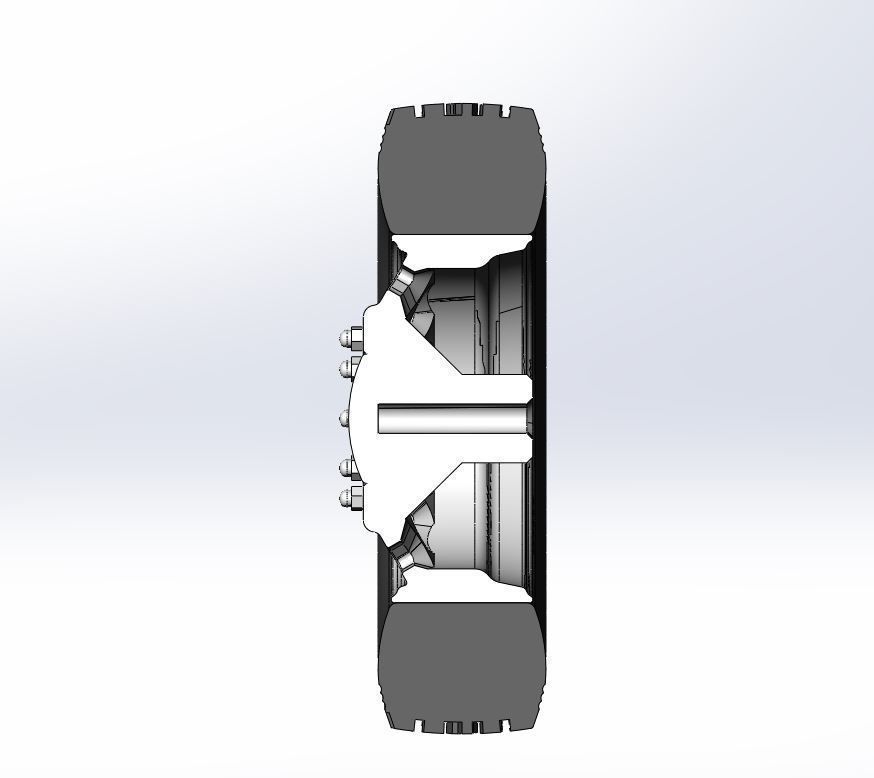10 Triangular Hole Front wheel of semi truck Scale 1 to 25 3D print model_10