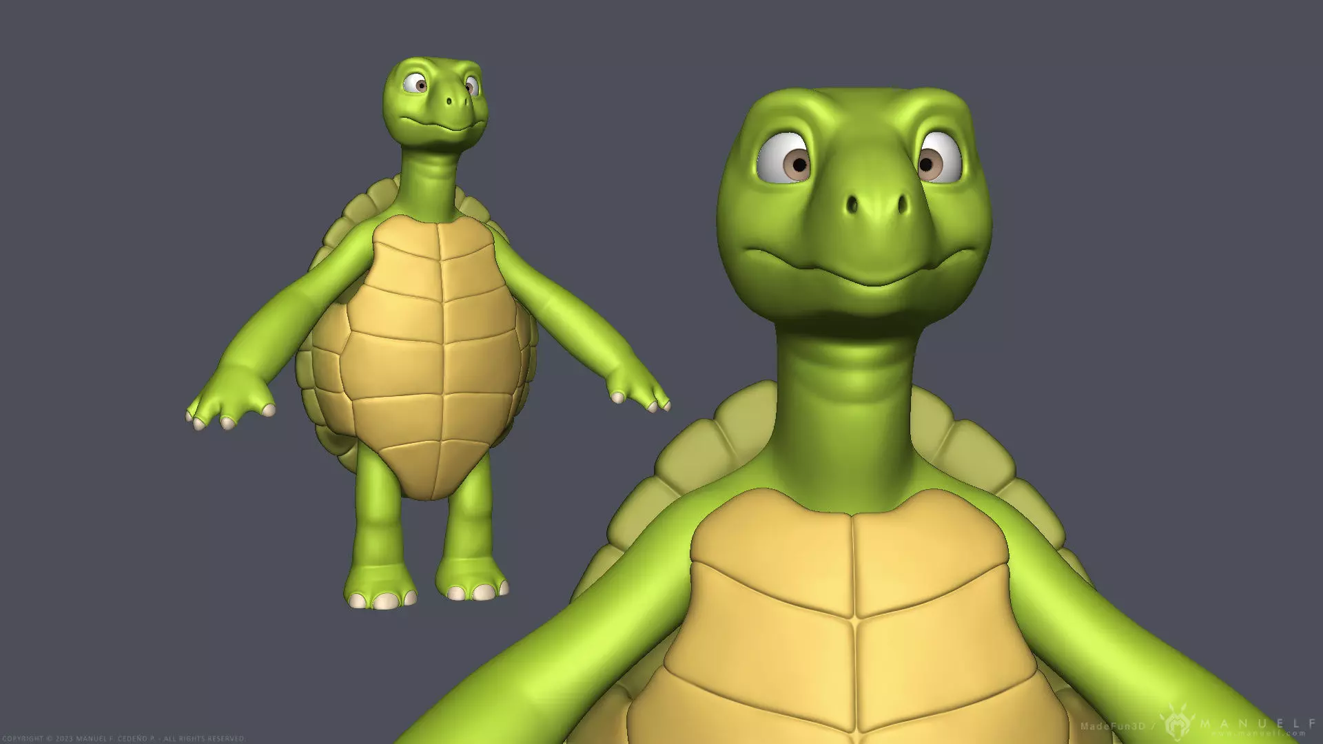 Stylized Cartoon Turtle - Biped 3D model_0
