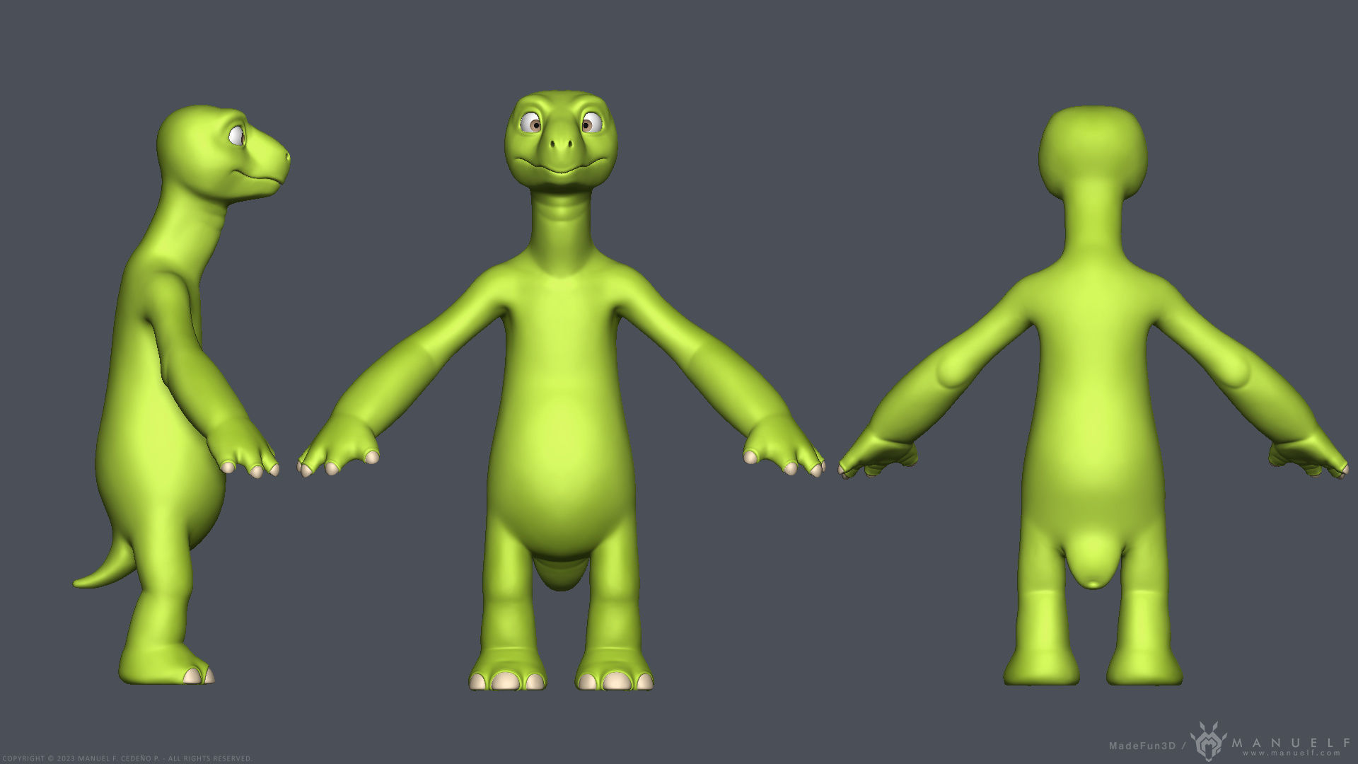 Stylized Cartoon Turtle - Biped 3D model_5