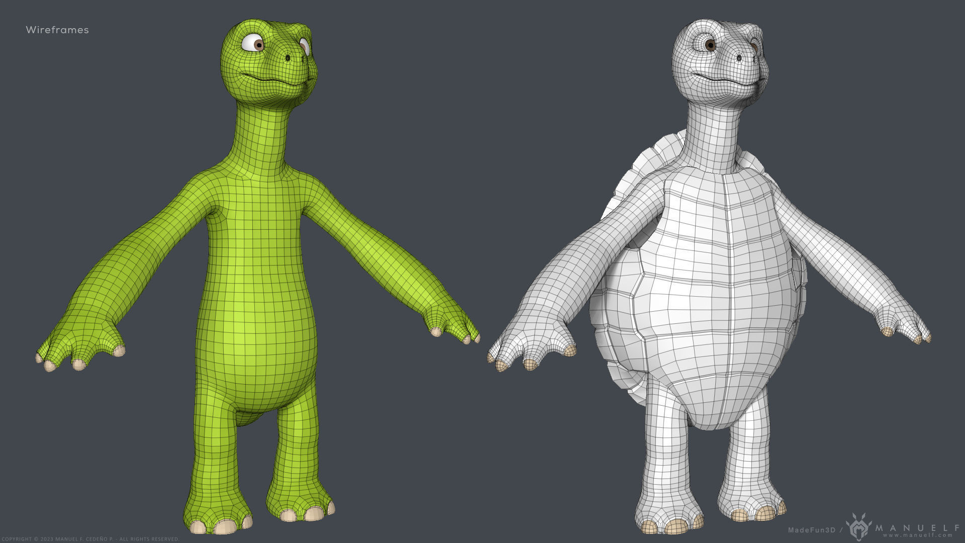 Stylized Cartoon Turtle - Biped 3D model_2
