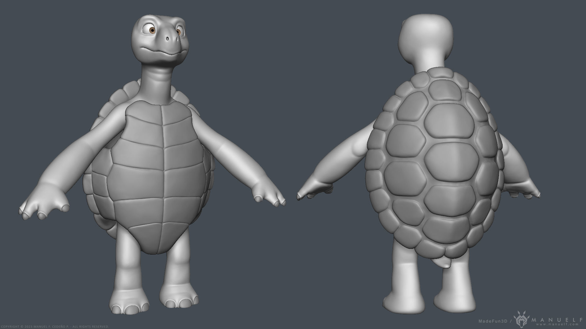 Stylized Cartoon Turtle - Biped 3D model_24