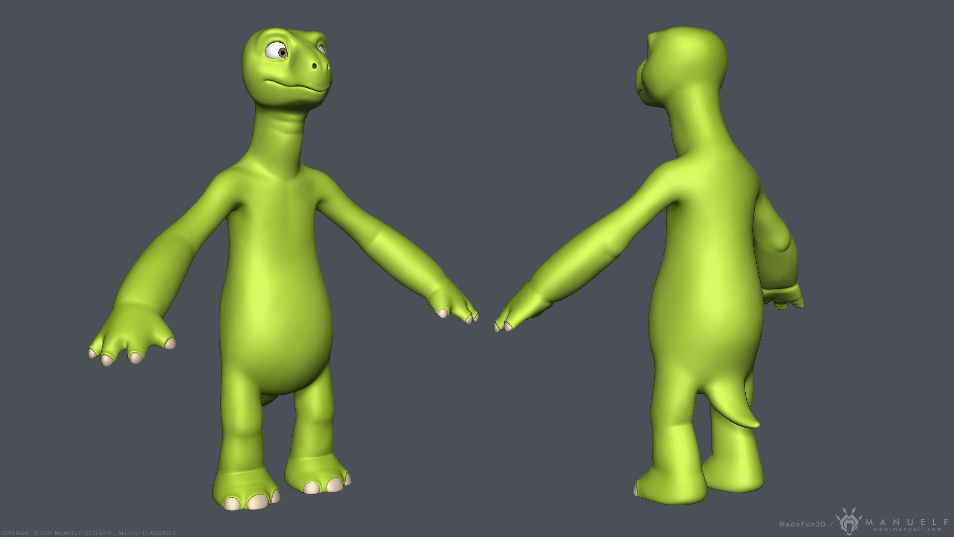 Stylized Cartoon Turtle - Biped 3D model_6