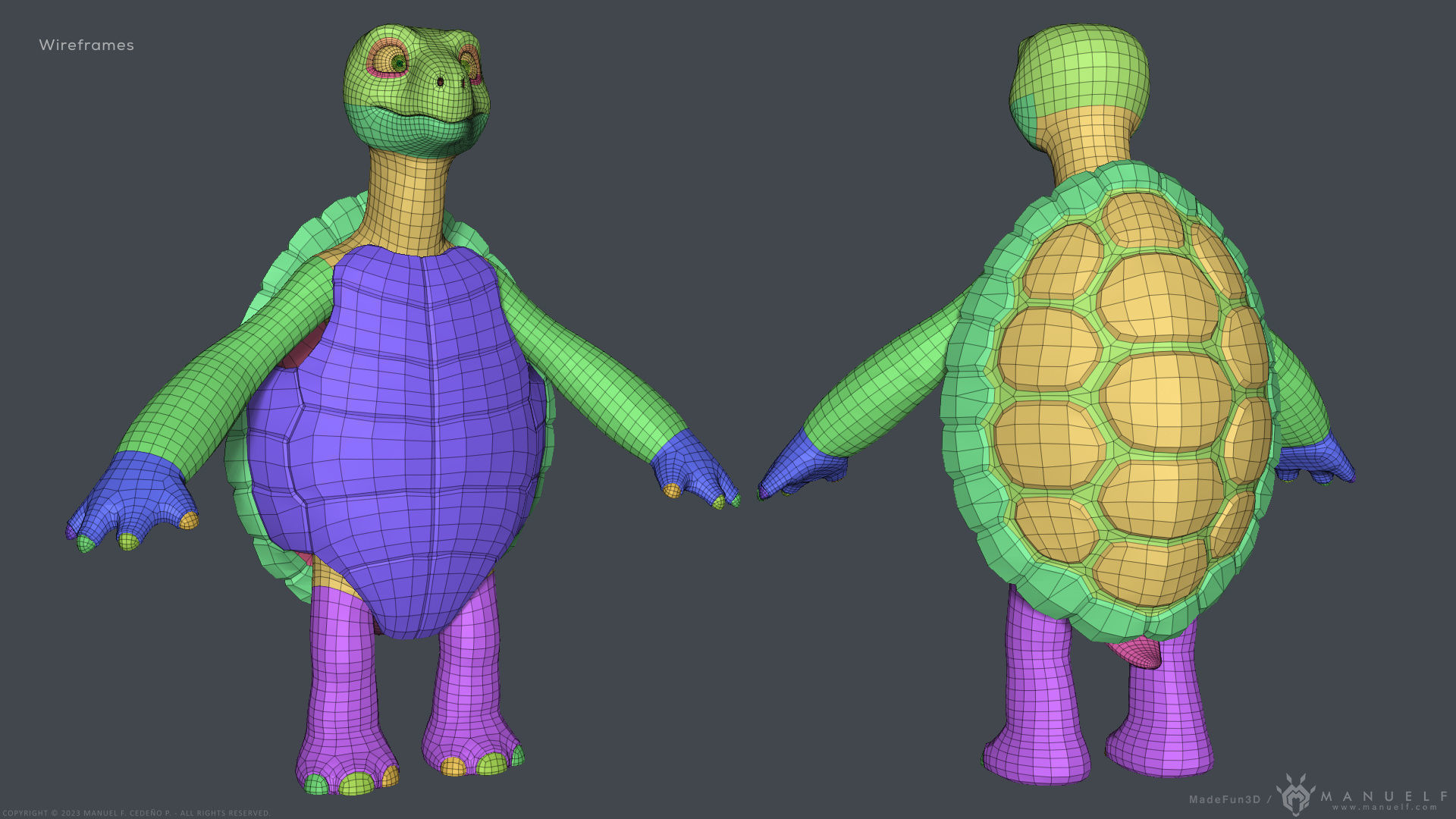 Stylized Cartoon Turtle - Biped 3D model_16