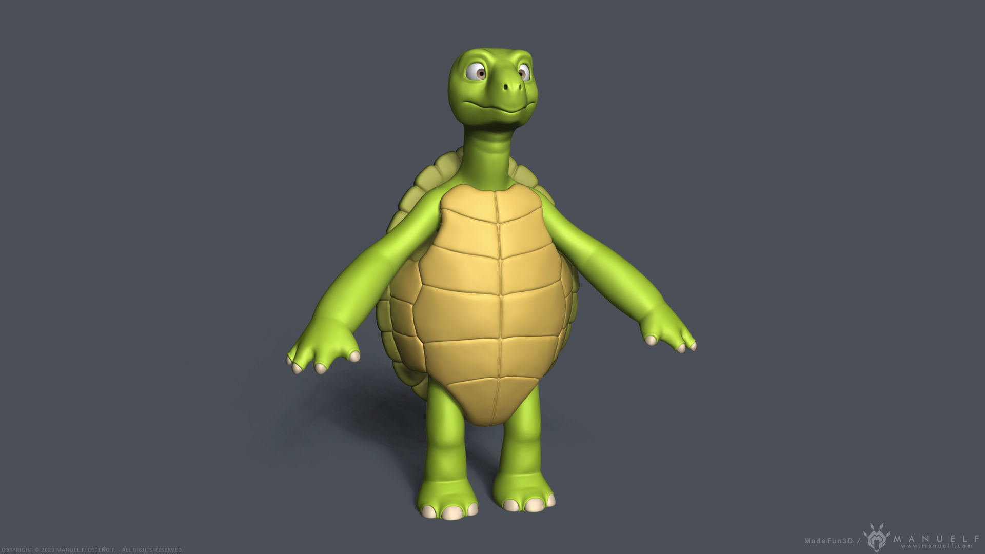 Stylized Cartoon Turtle - Biped 3D model_1