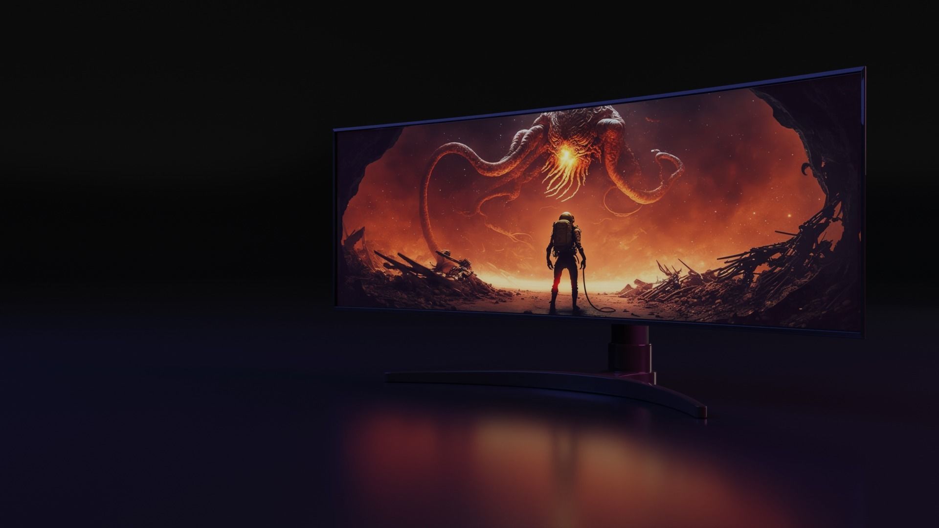 Curved 4K Monitor 3D model_1