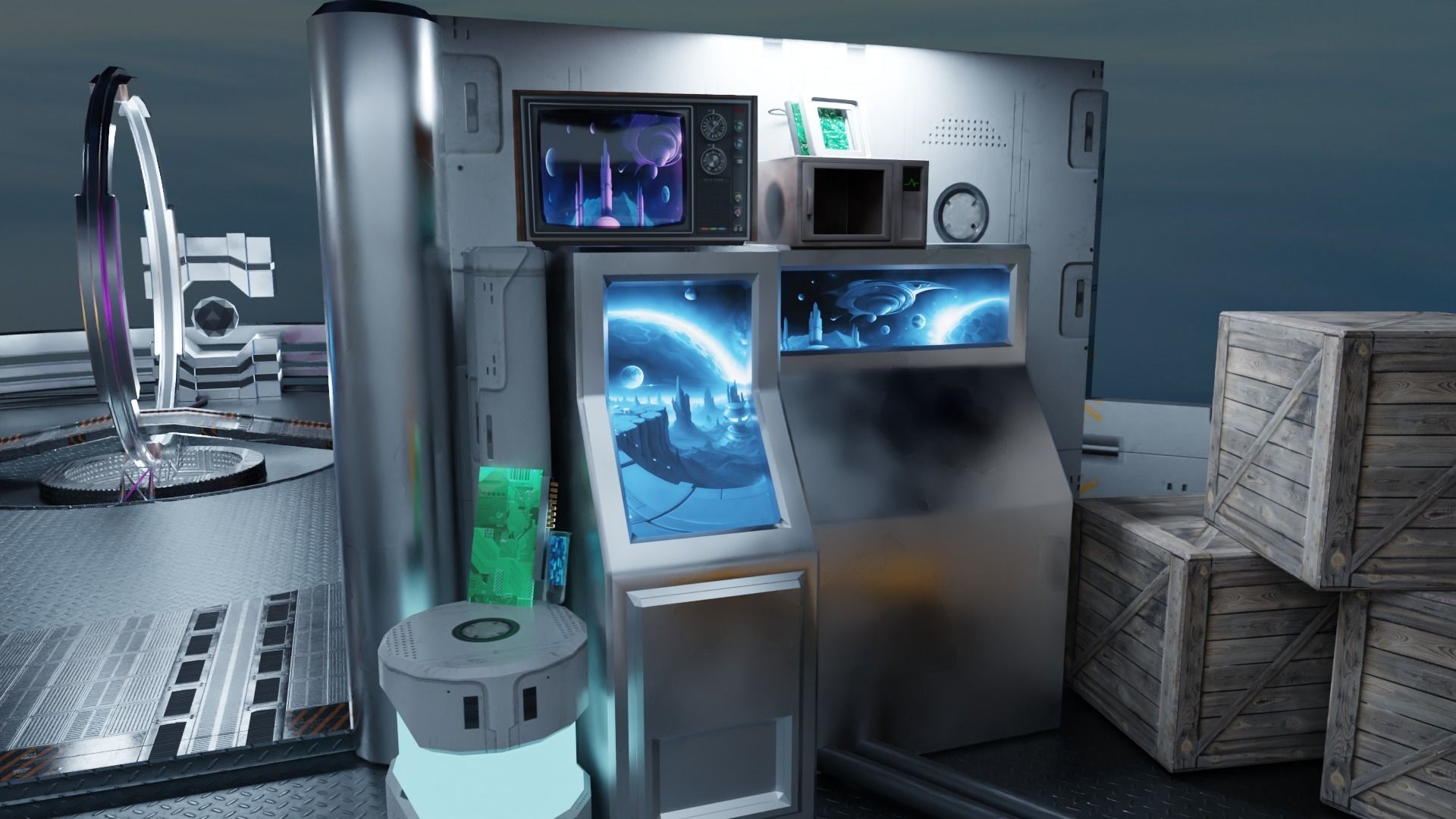 Sci-fi Hideout Low-poly 3D model_11