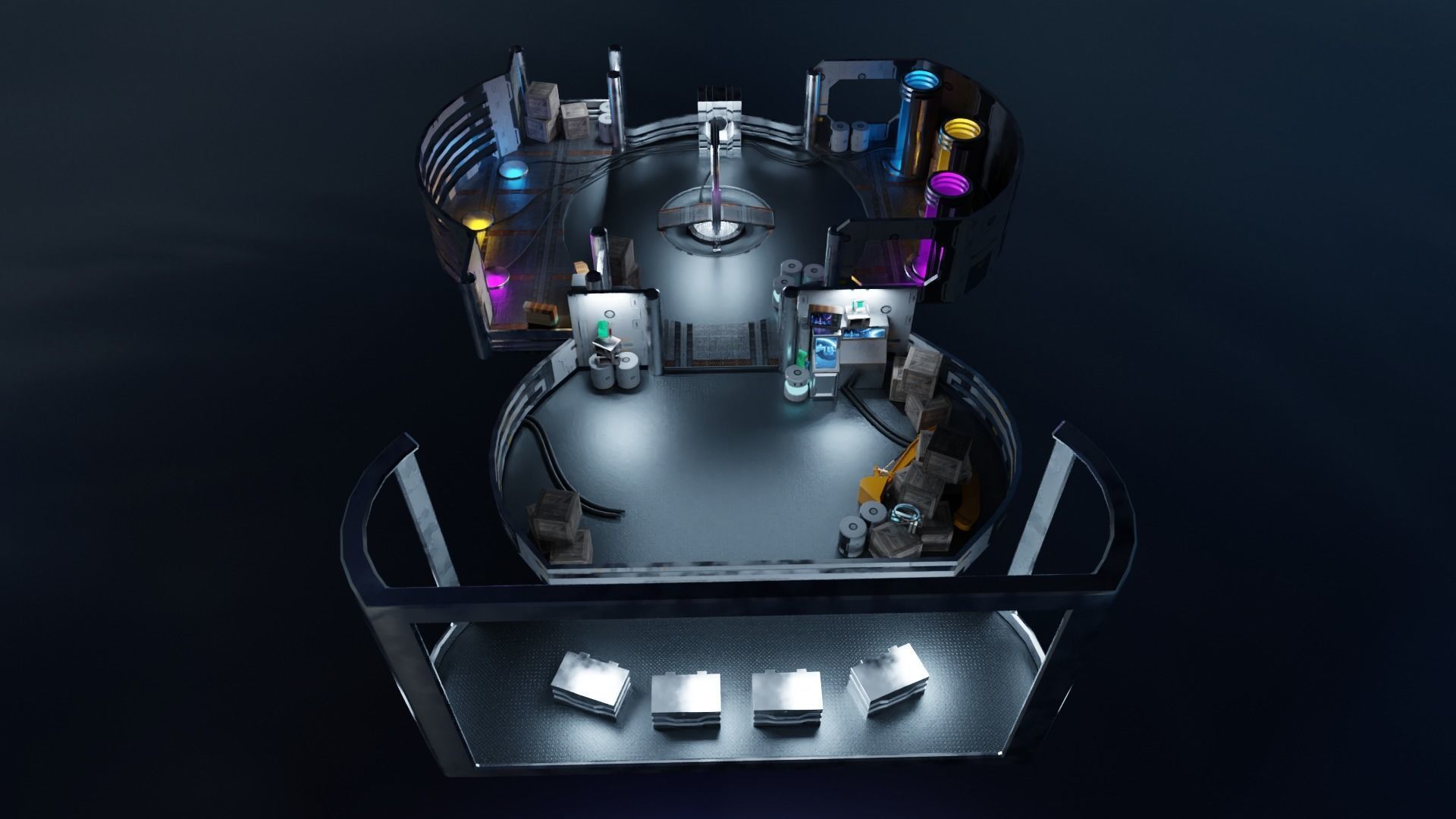 Sci-fi Hideout Low-poly 3D model_4