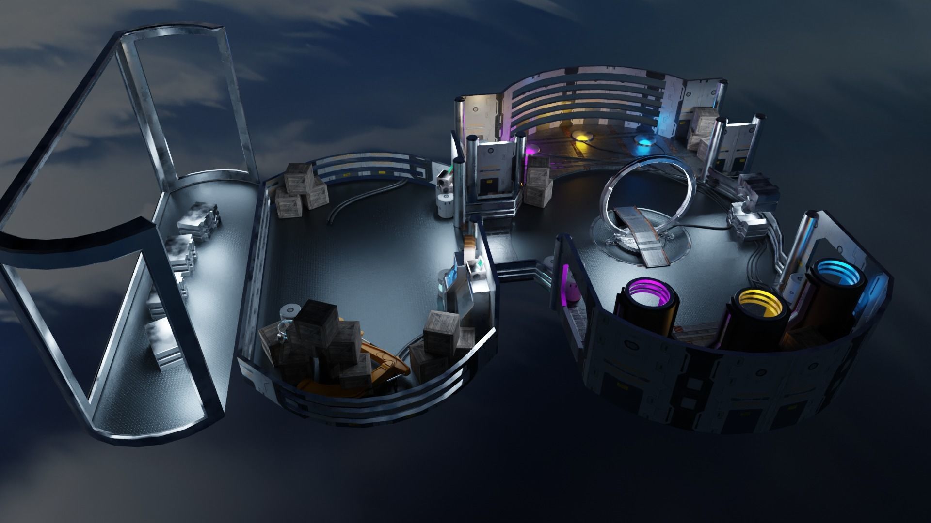 Sci-fi Hideout Low-poly 3D model_5