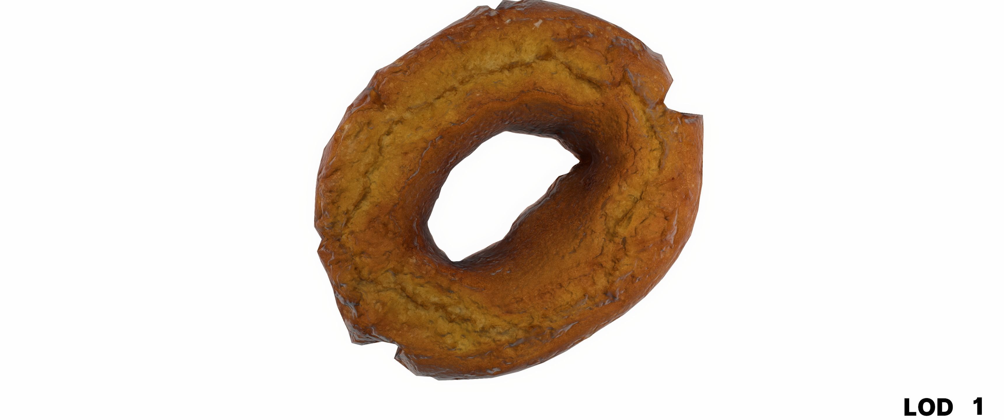 8k American Cruller Doughnut - 5 Levels of Detail Low-poly 3D model_29