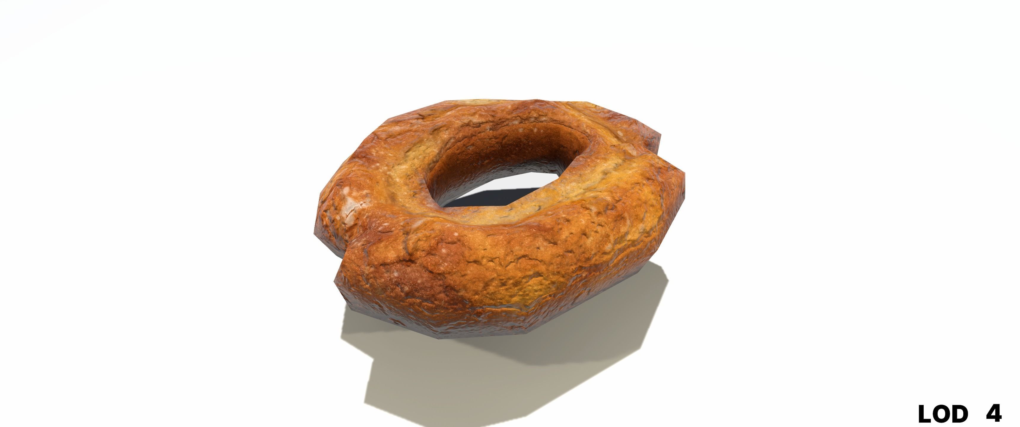 8k American Cruller Doughnut - 5 Levels of Detail Low-poly 3D model_54