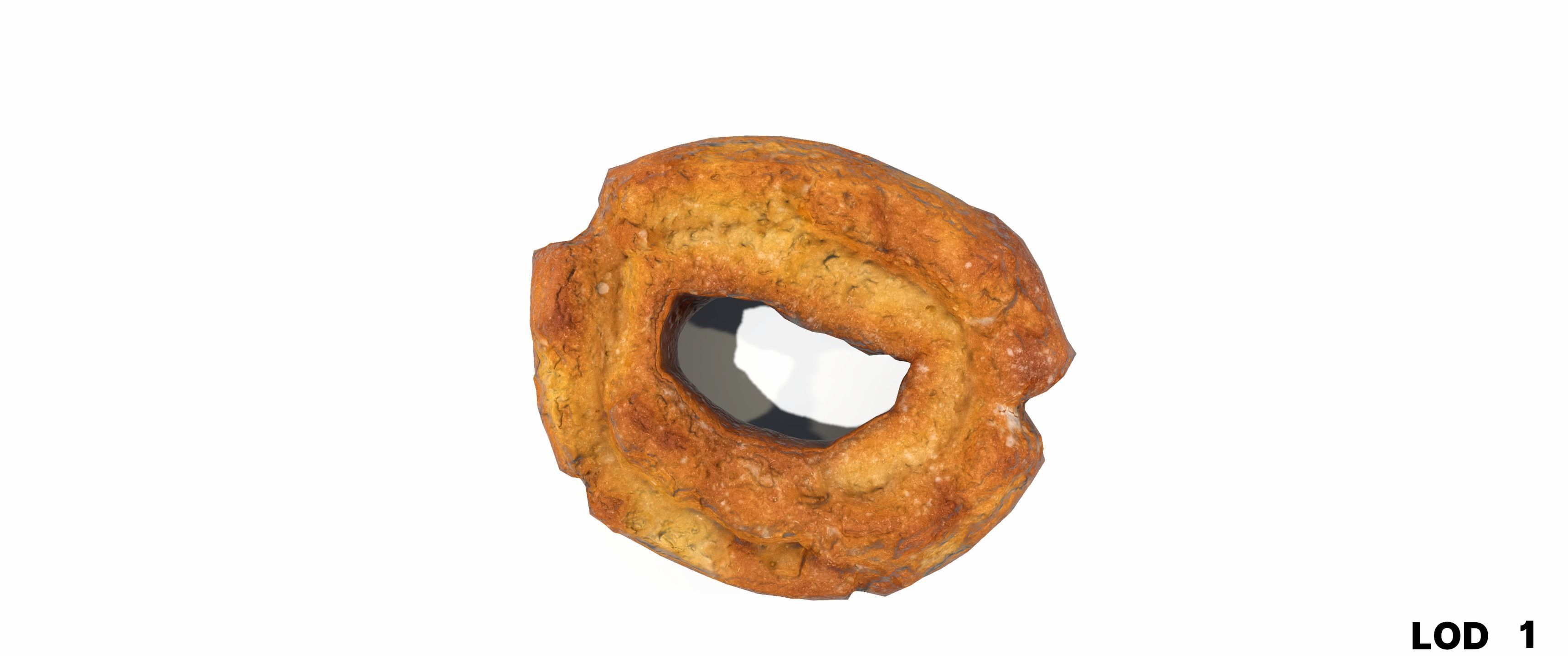 8k American Cruller Doughnut - 5 Levels of Detail Low-poly 3D model_28