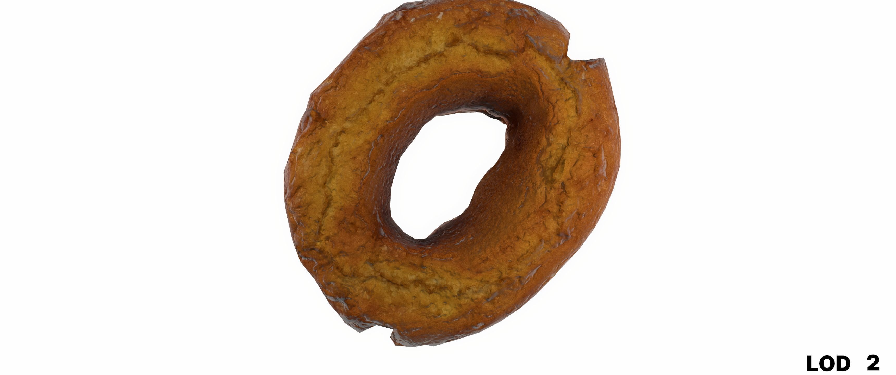 8k American Cruller Doughnut - 5 Levels of Detail Low-poly 3D model_38