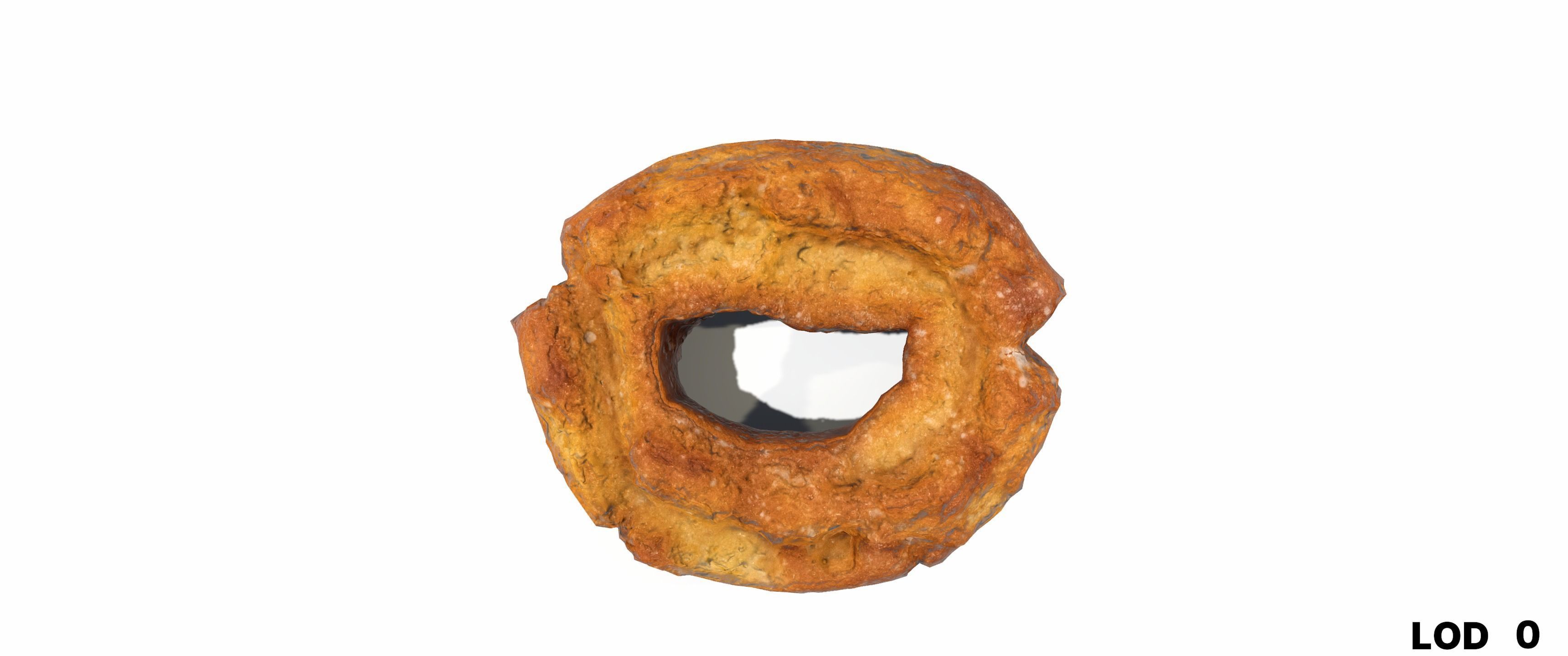 8k American Cruller Doughnut - 5 Levels of Detail Low-poly 3D model_19