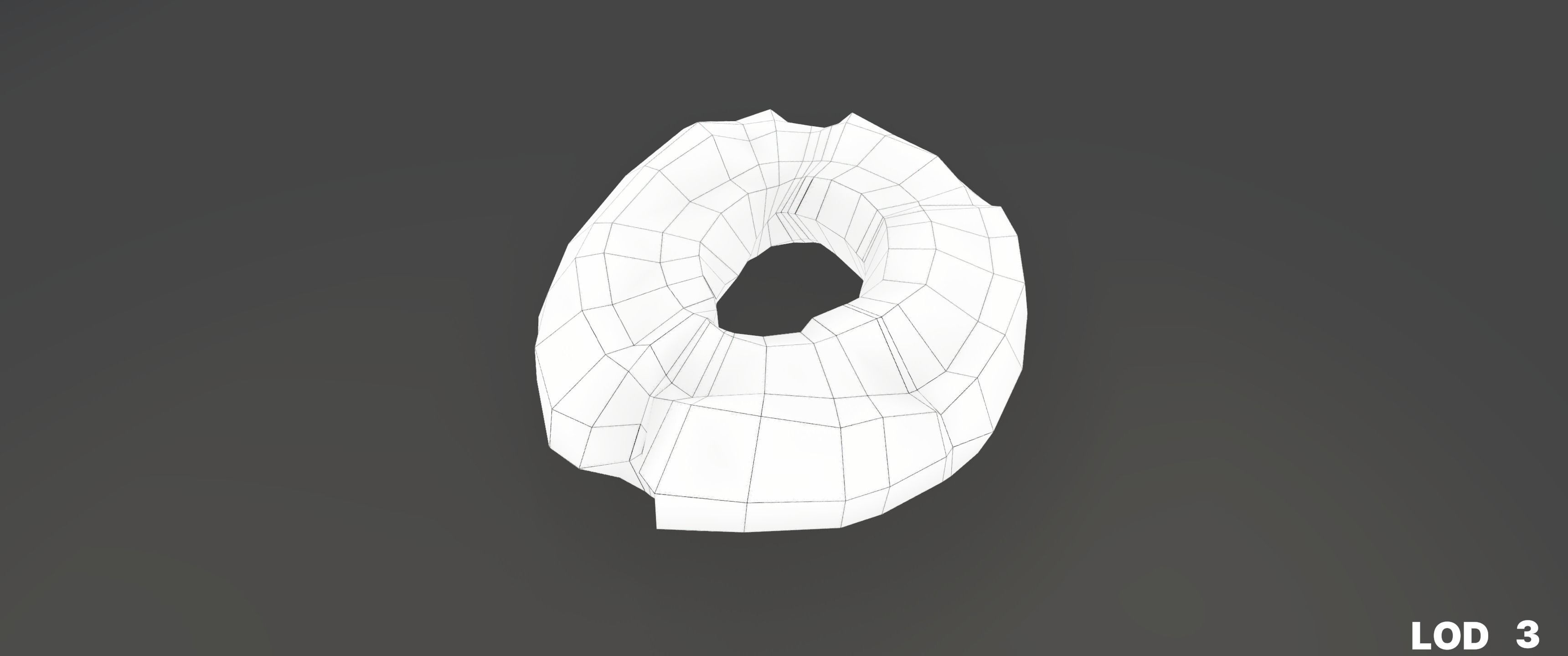 8k American Cruller Doughnut - 5 Levels of Detail Low-poly 3D model_51