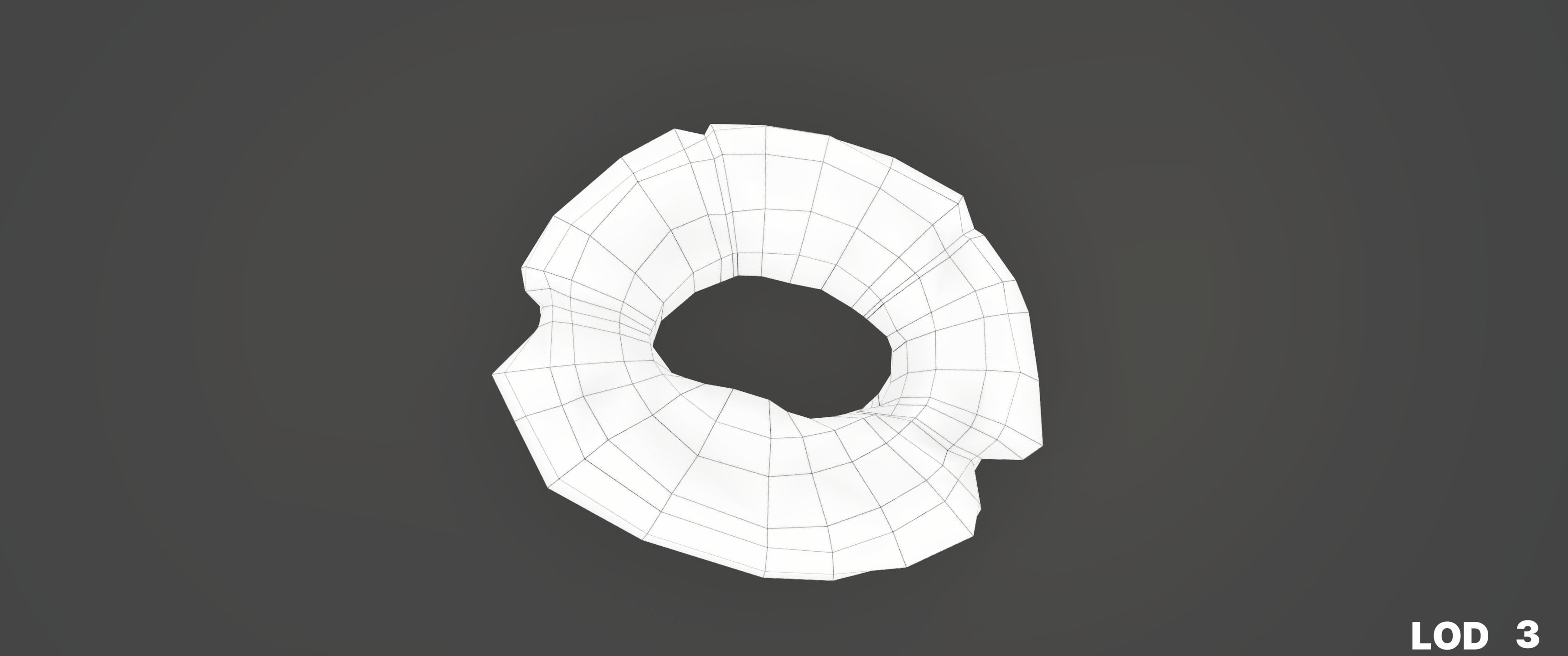 8k American Cruller Doughnut - 5 Levels of Detail Low-poly 3D model_53