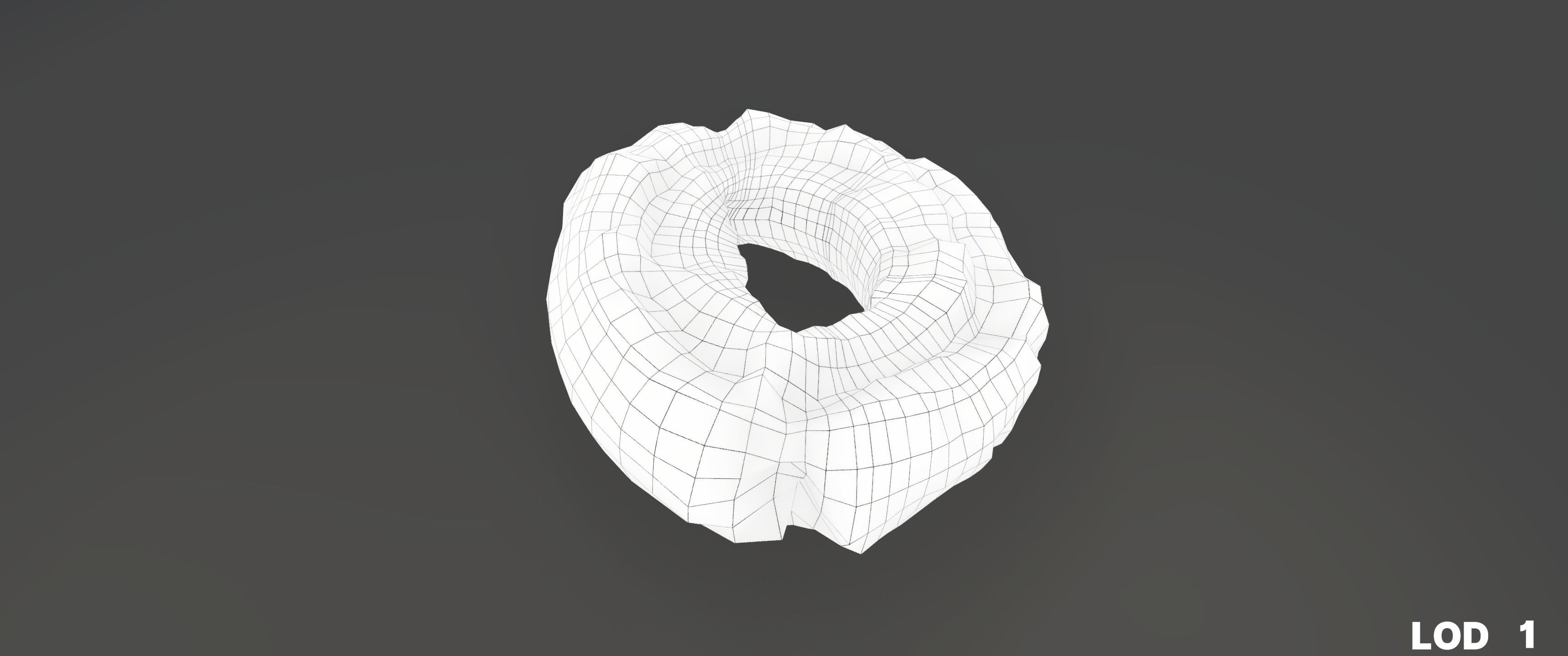 8k American Cruller Doughnut - 5 Levels of Detail Low-poly 3D model_33