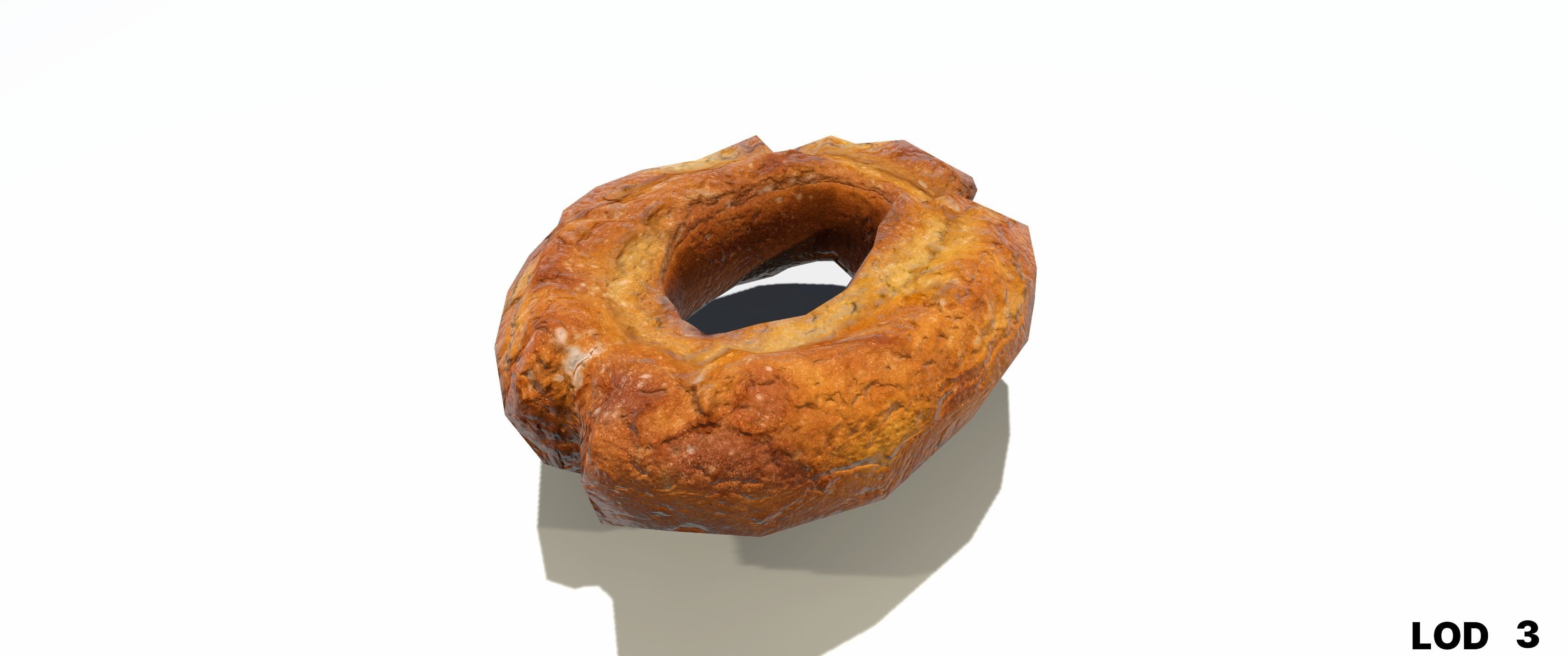 8k American Cruller Doughnut - 5 Levels of Detail Low-poly 3D model_45