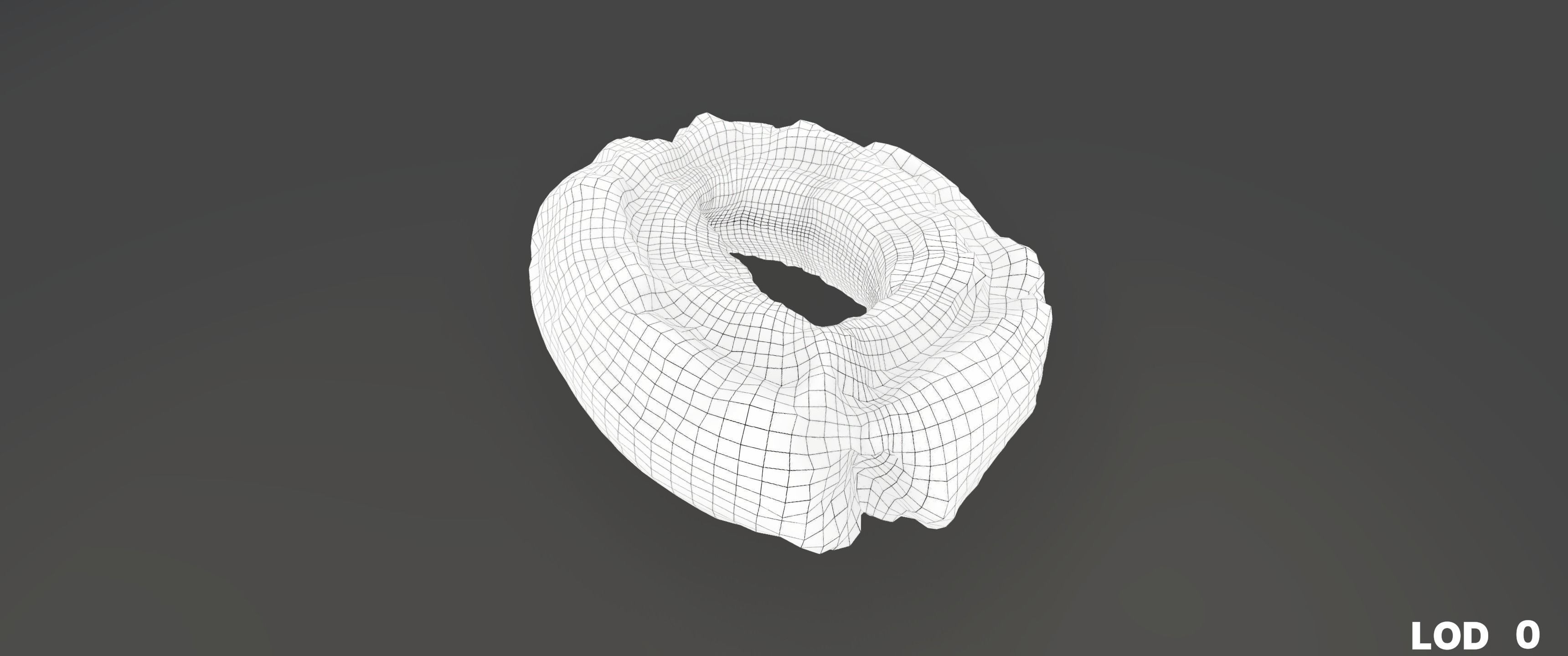 8k American Cruller Doughnut - 5 Levels of Detail Low-poly 3D model_24