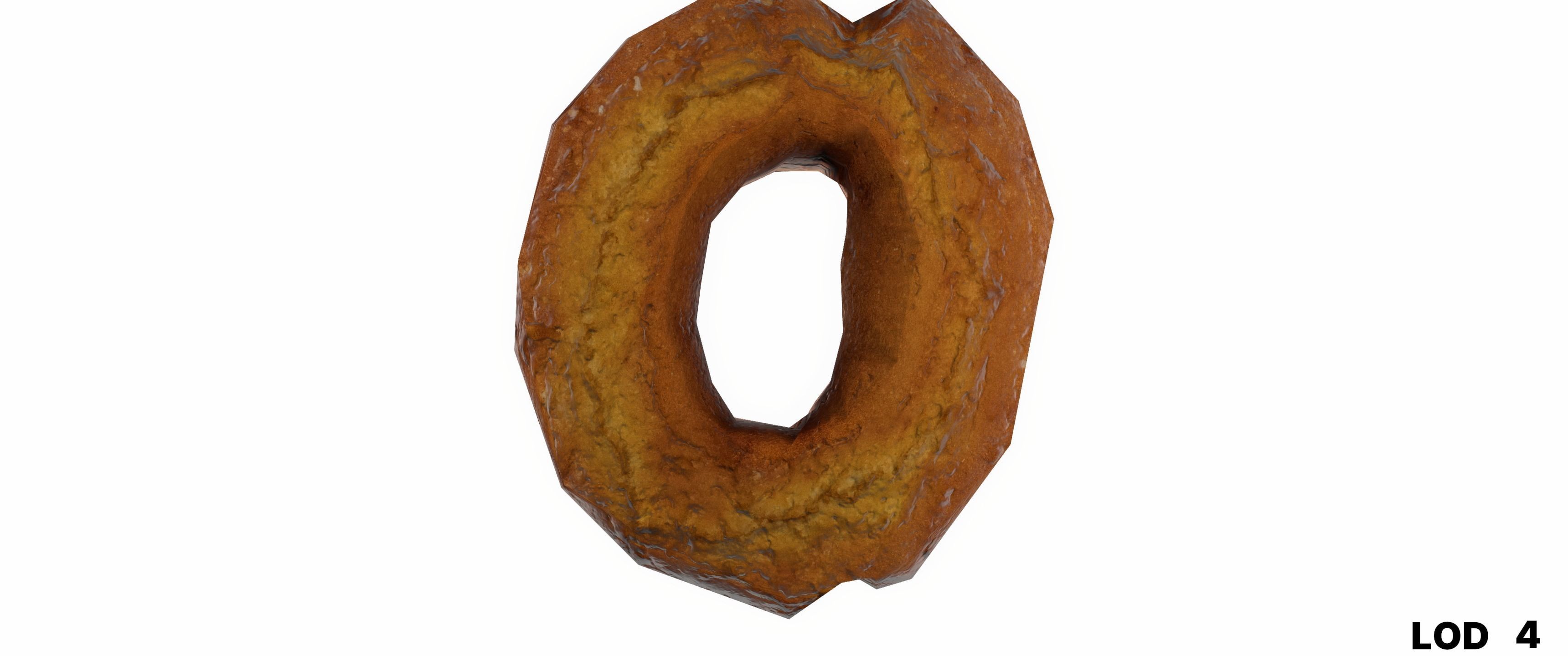 8k American Cruller Doughnut - 5 Levels of Detail Low-poly 3D model_56