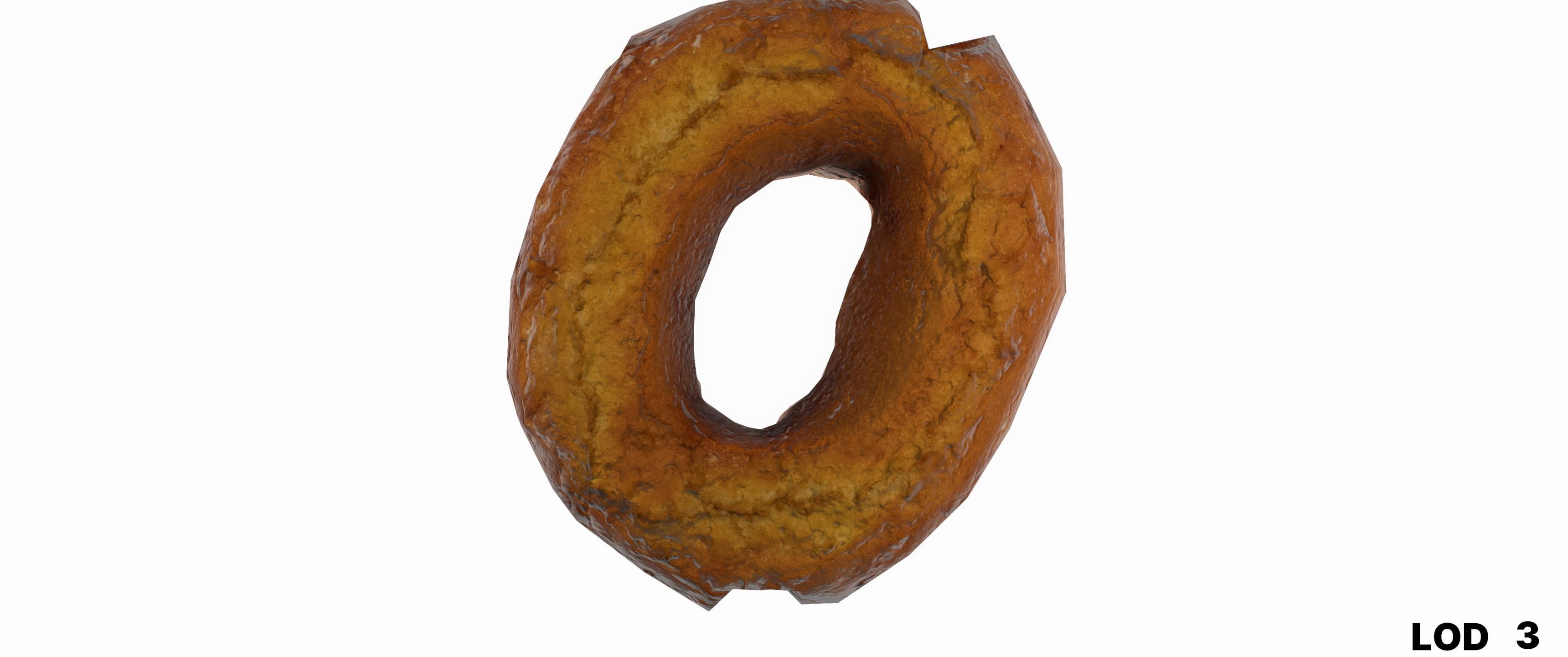 8k American Cruller Doughnut - 5 Levels of Detail Low-poly 3D model_47