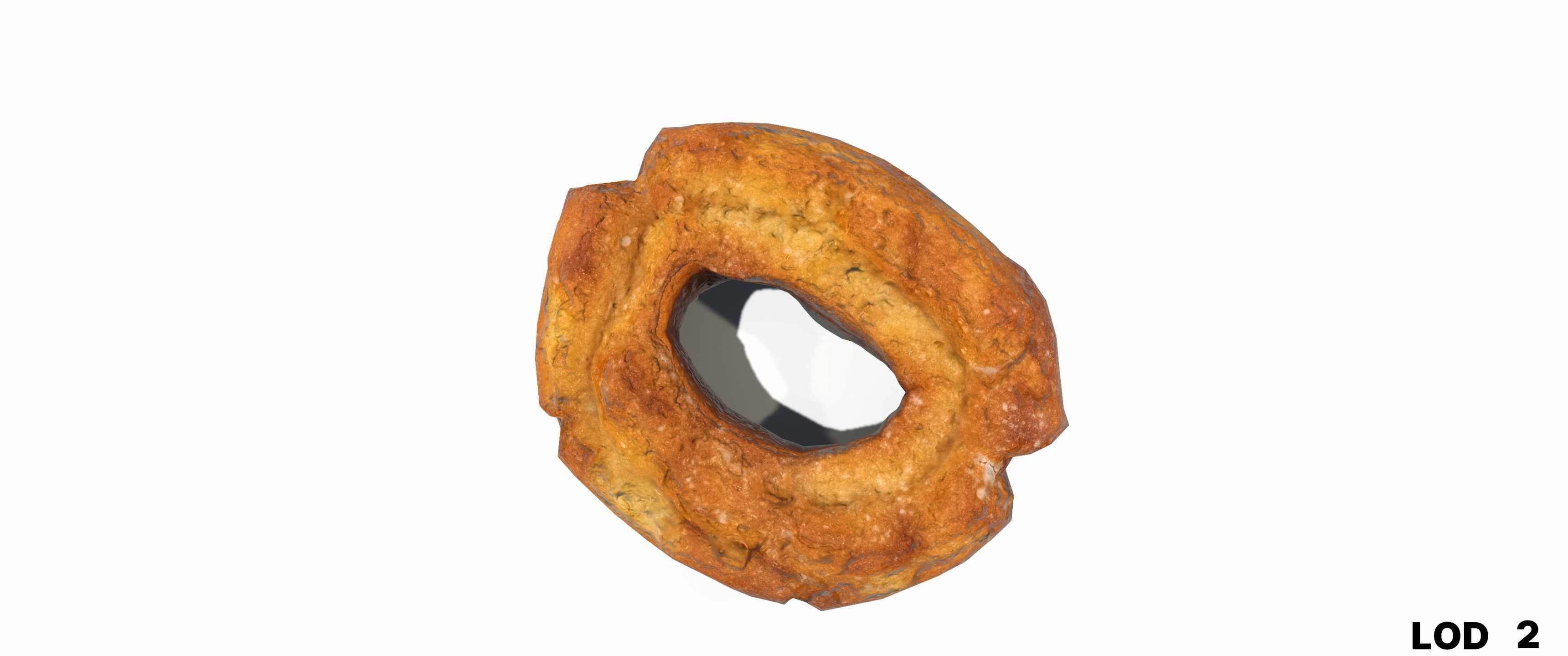 8k American Cruller Doughnut - 5 Levels of Detail Low-poly 3D model_37