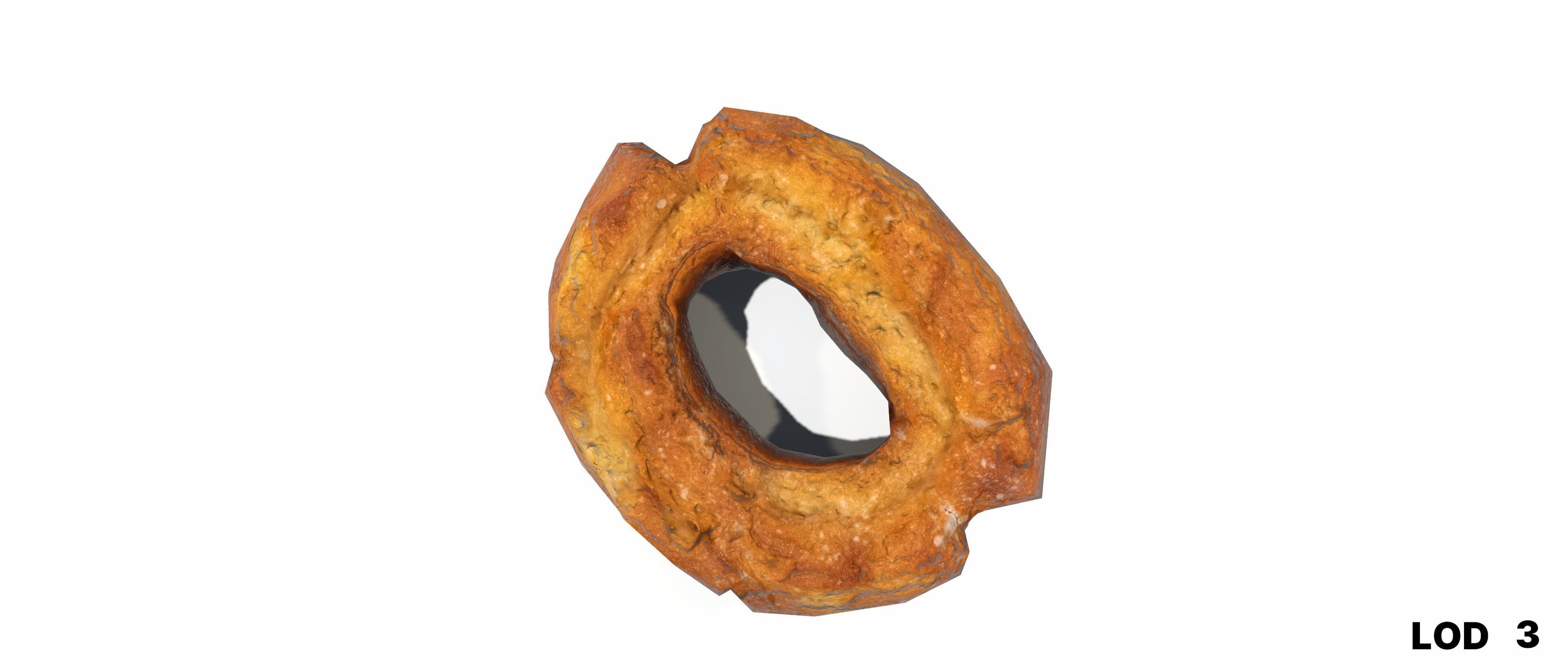 8k American Cruller Doughnut - 5 Levels of Detail Low-poly 3D model_46