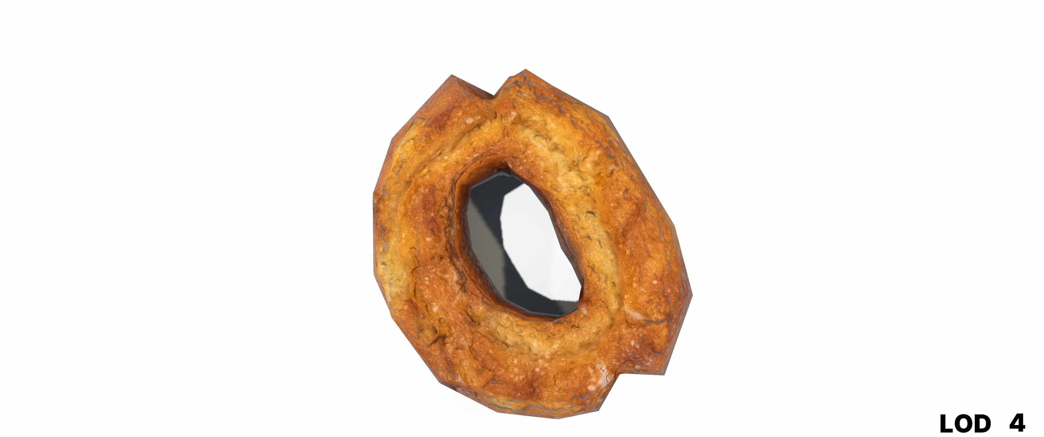 8k American Cruller Doughnut - 5 Levels of Detail Low-poly 3D model_55