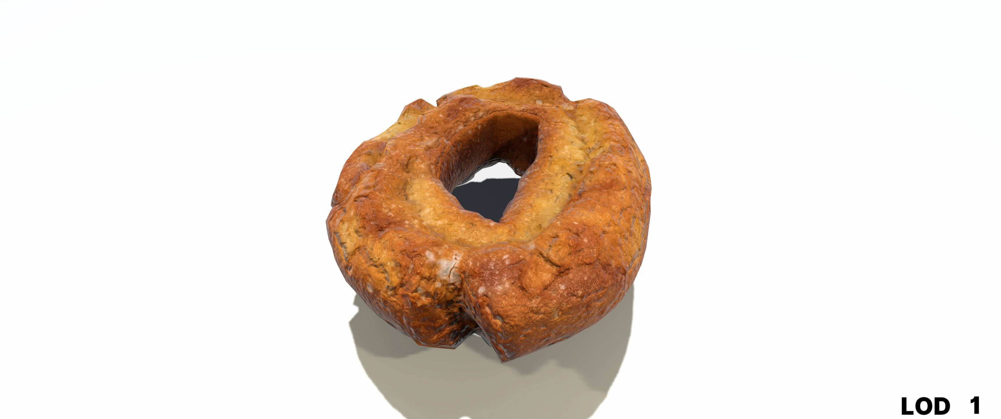 8k American Cruller Doughnut - 5 Levels of Detail Low-poly 3D model_27