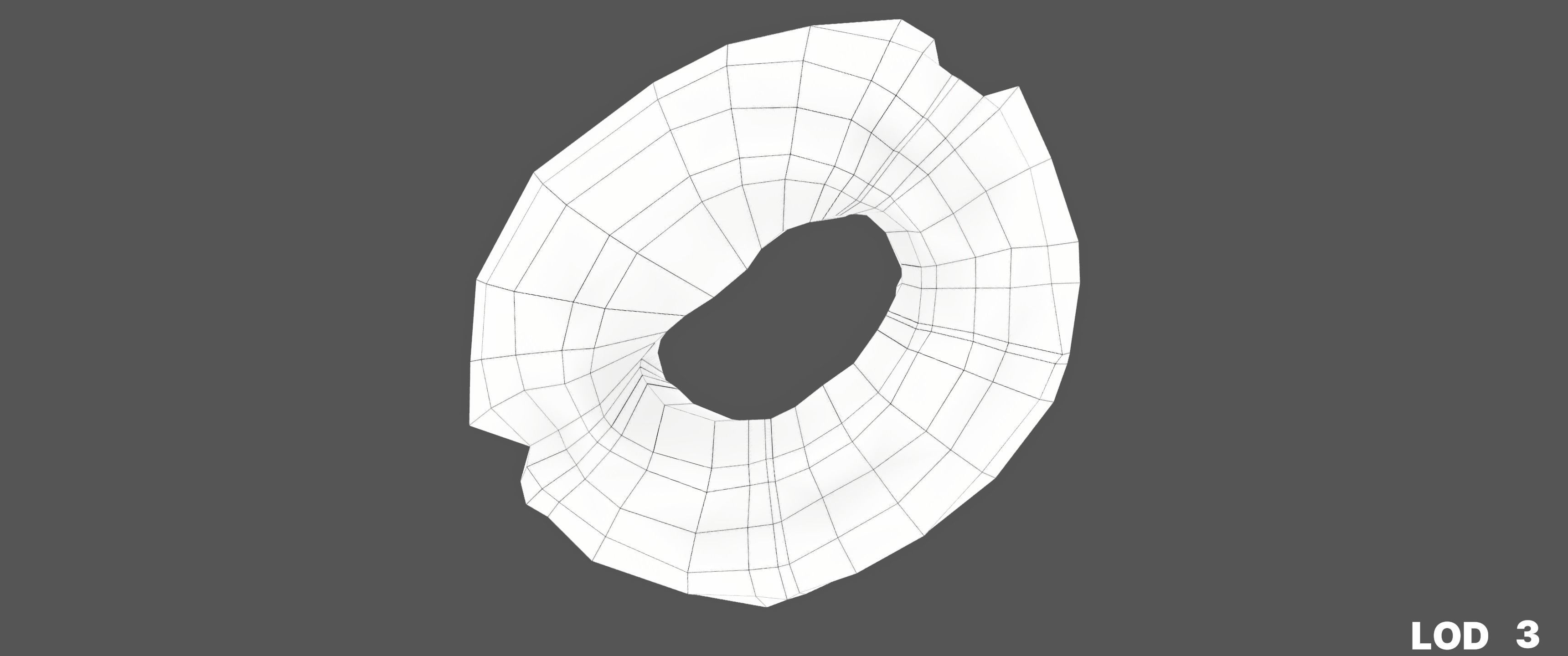 8k American Cruller Doughnut - 5 Levels of Detail Low-poly 3D model_52