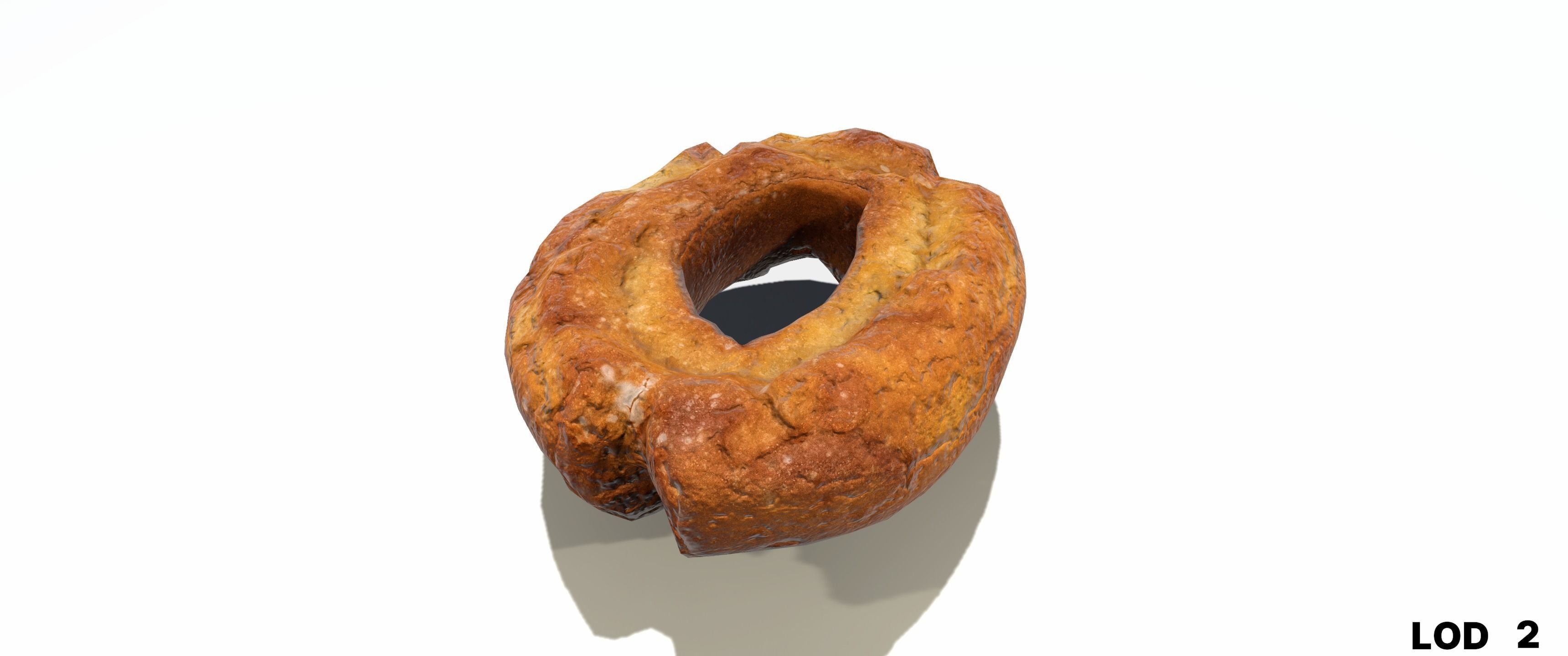 8k American Cruller Doughnut - 5 Levels of Detail Low-poly 3D model_36