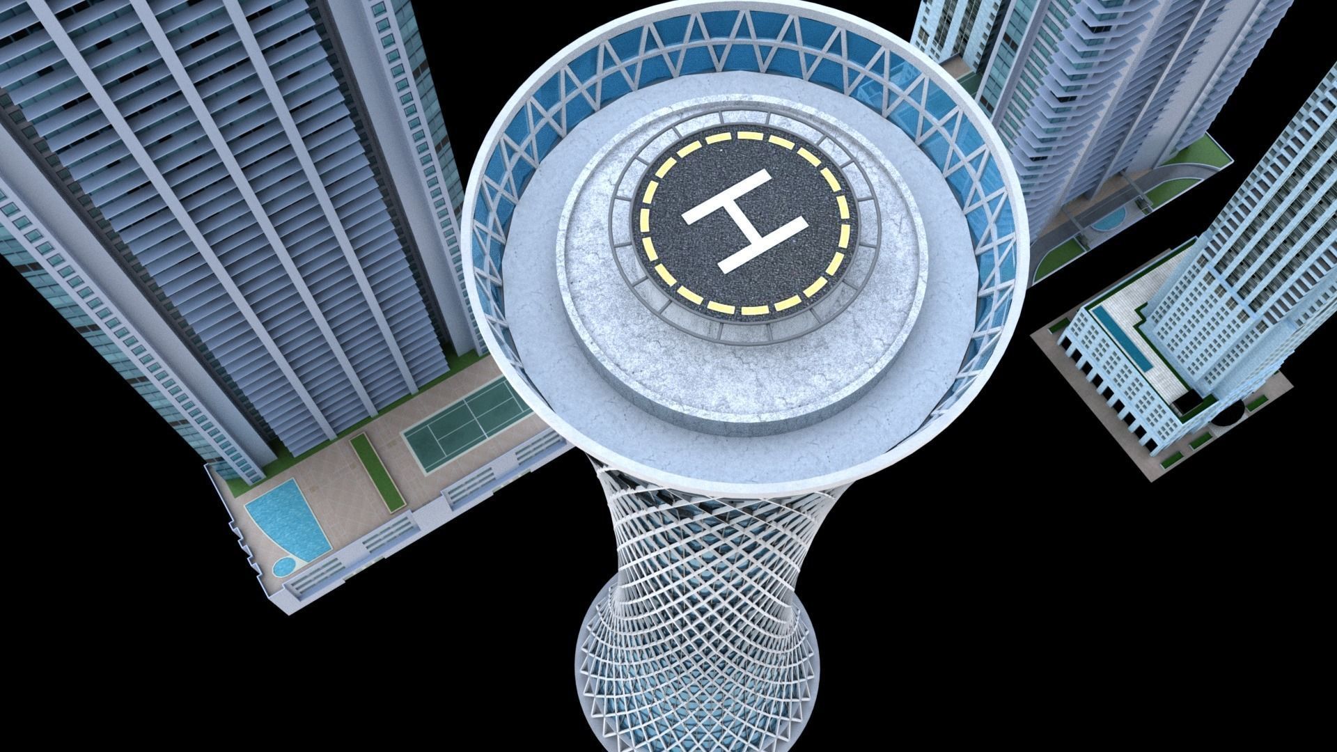 Tornado Tower Skyscraper 3D Model Low-poly 3D model_6