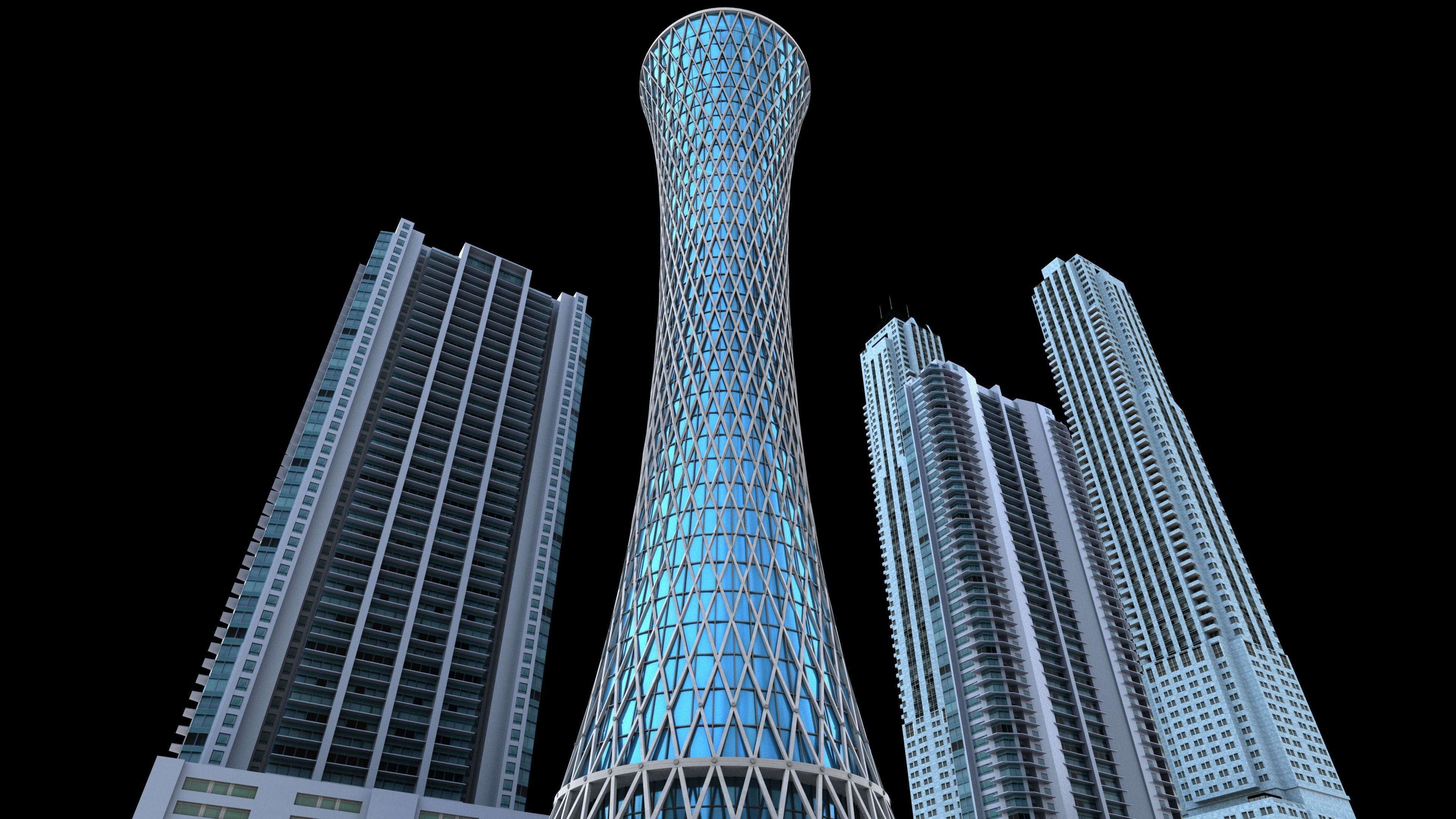 Tornado Tower Skyscraper 3D Model Low-poly 3D model_10