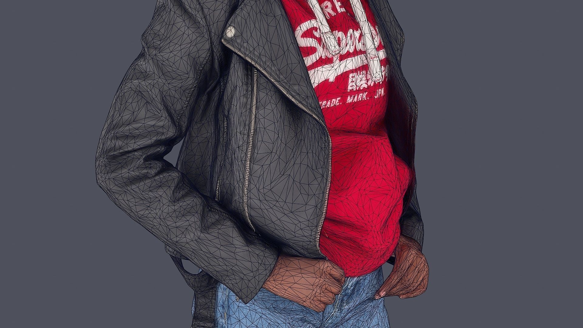 Casual Urban Lady in Red Hoodie 3D model_12