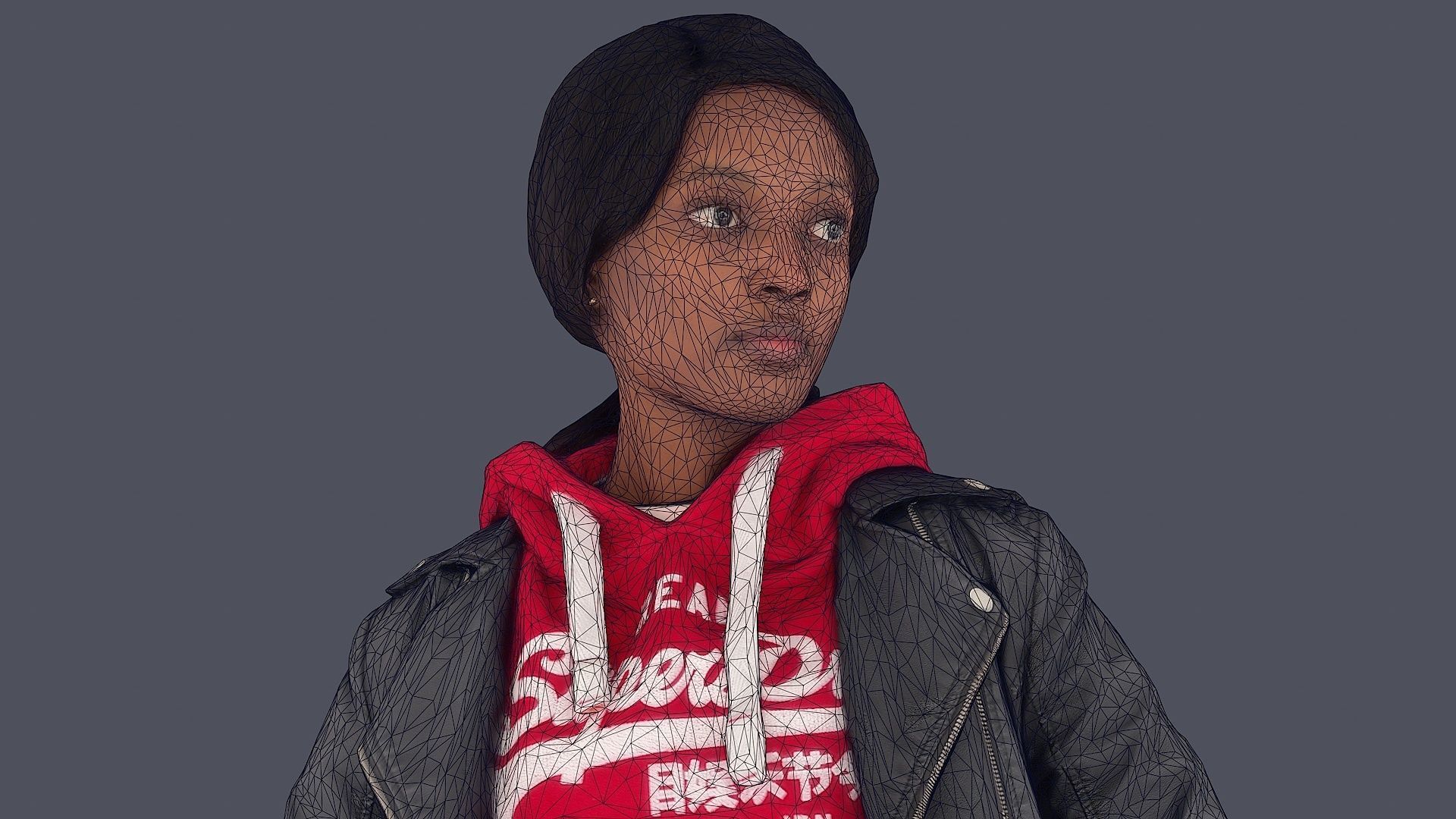Casual Urban Lady in Red Hoodie 3D model_8