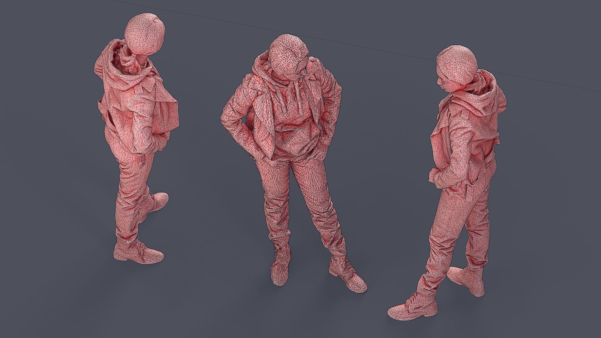 Casual Urban Lady in Red Hoodie 3D model_7