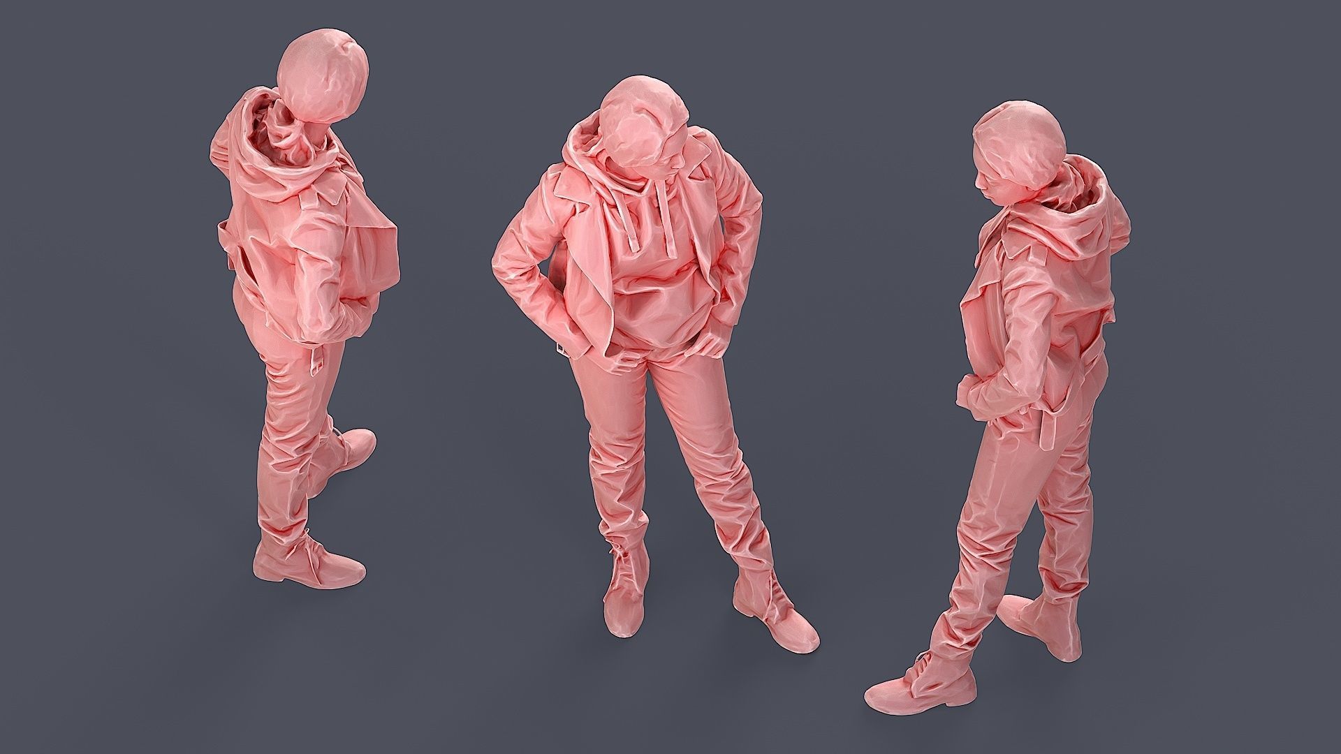 Casual Urban Lady in Red Hoodie 3D model_6