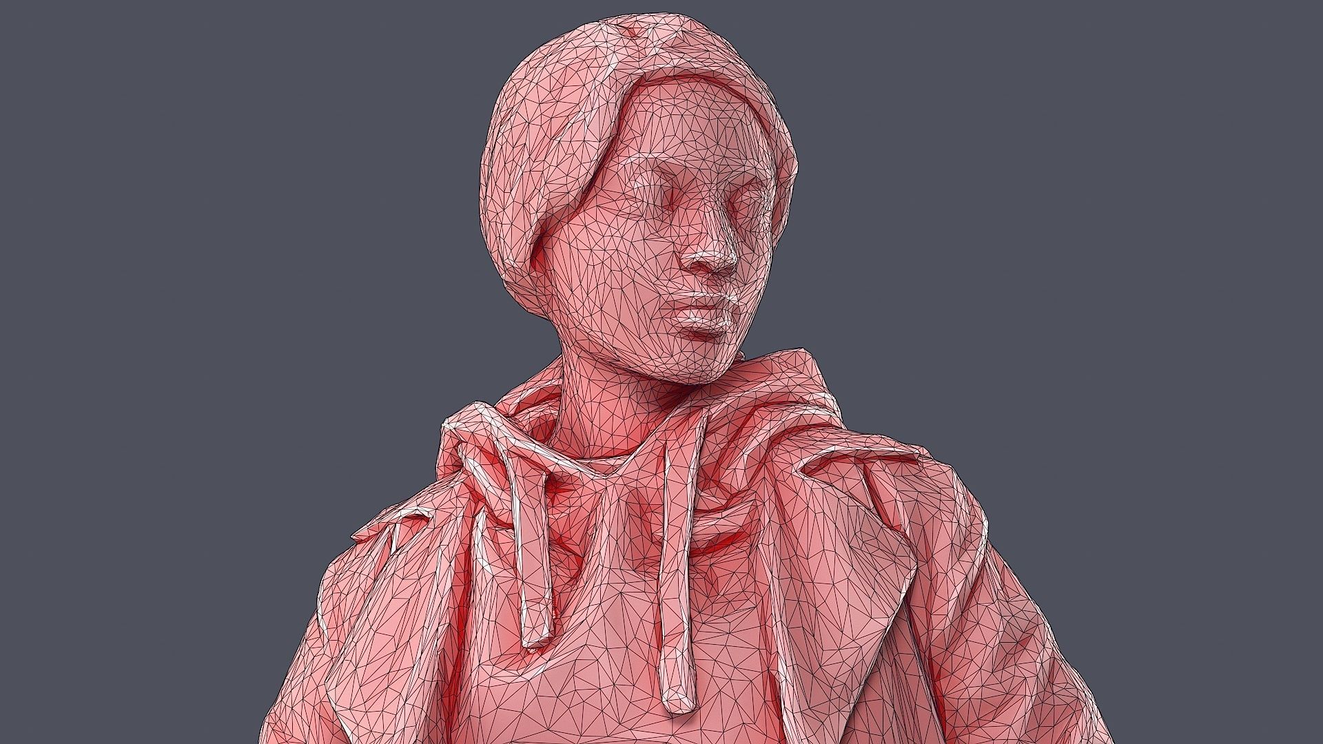 Casual Urban Lady in Red Hoodie 3D model_9