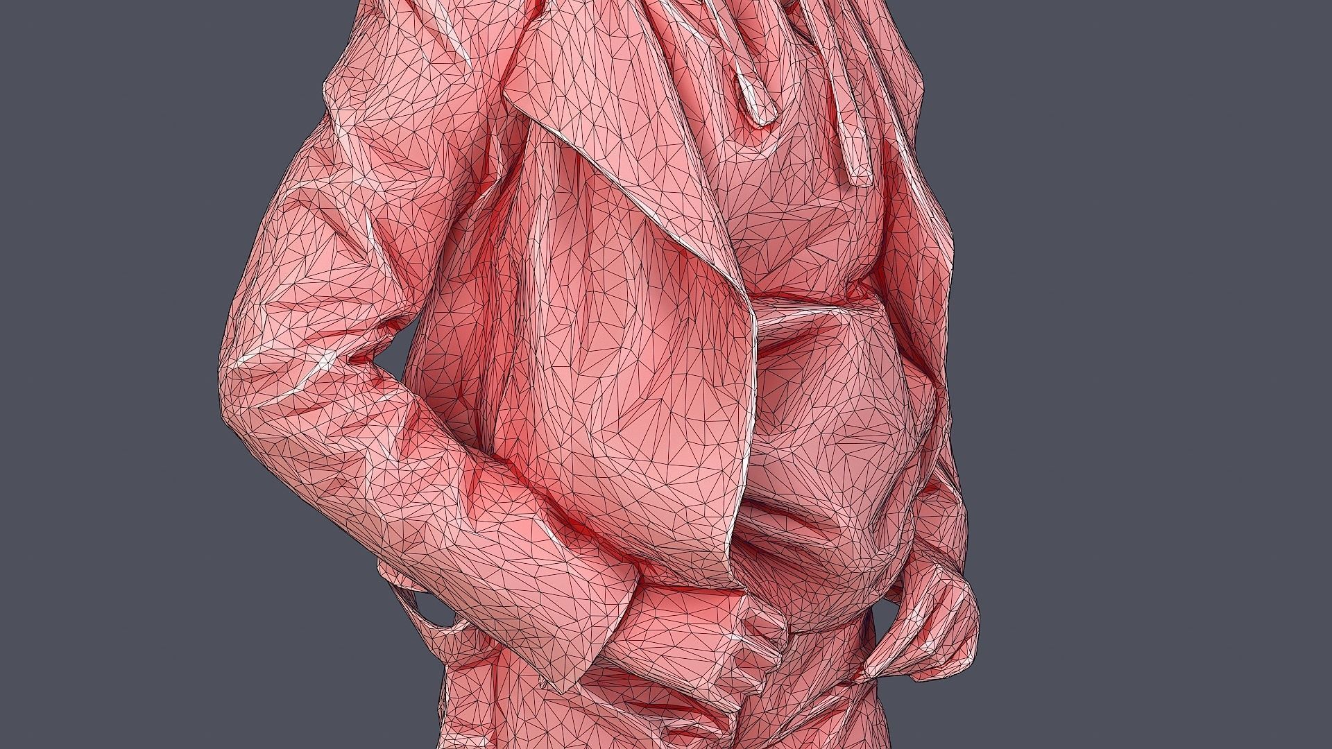 Casual Urban Lady in Red Hoodie 3D model_13