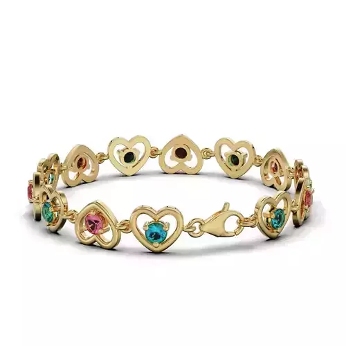 Women bracelet heart and round stone