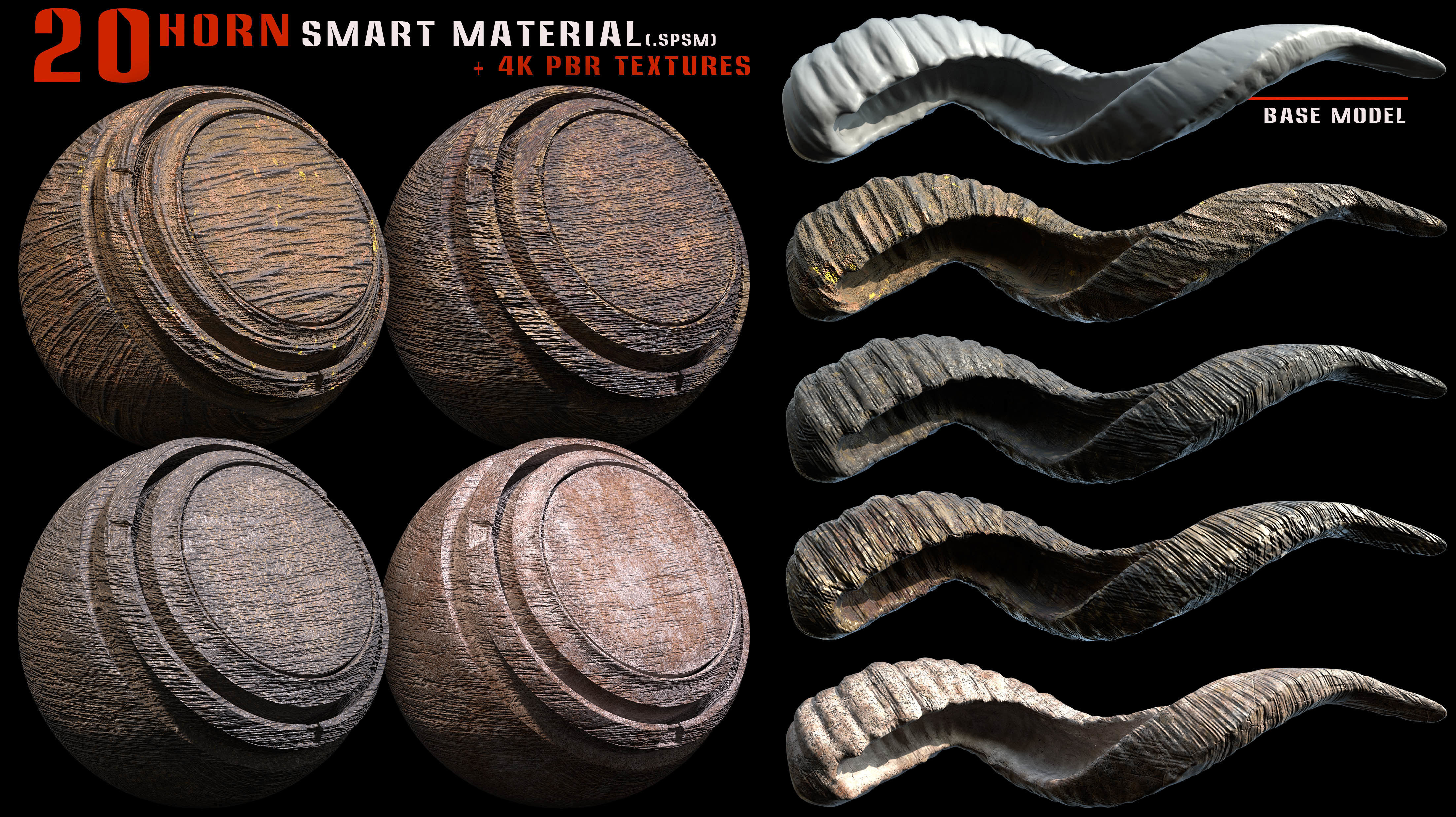 20 Horn Smart Material and 4k Pbr Textures - Vol 9 Texture_2